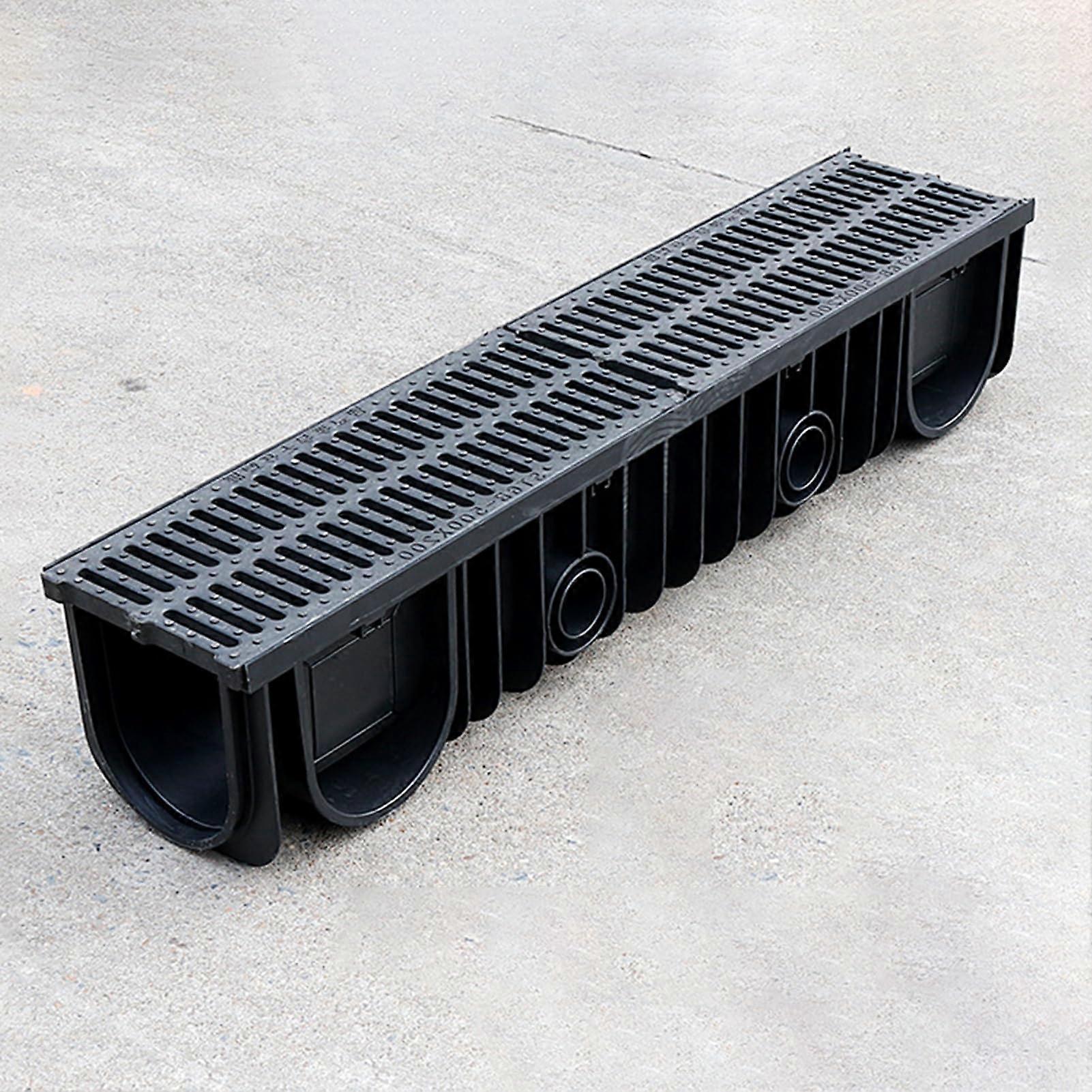 Black Channel Drain with Polymer Plastic Grate for Yard (W20cm x H20cm)