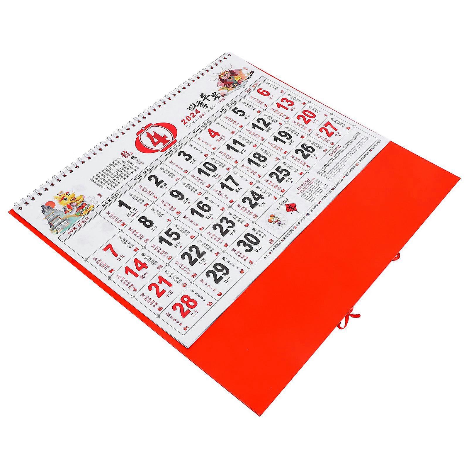 Delicate Calendar Household Hanging Monthly Calendar Home Decor Paper Material Multi Color Display Lunar Date 1Set