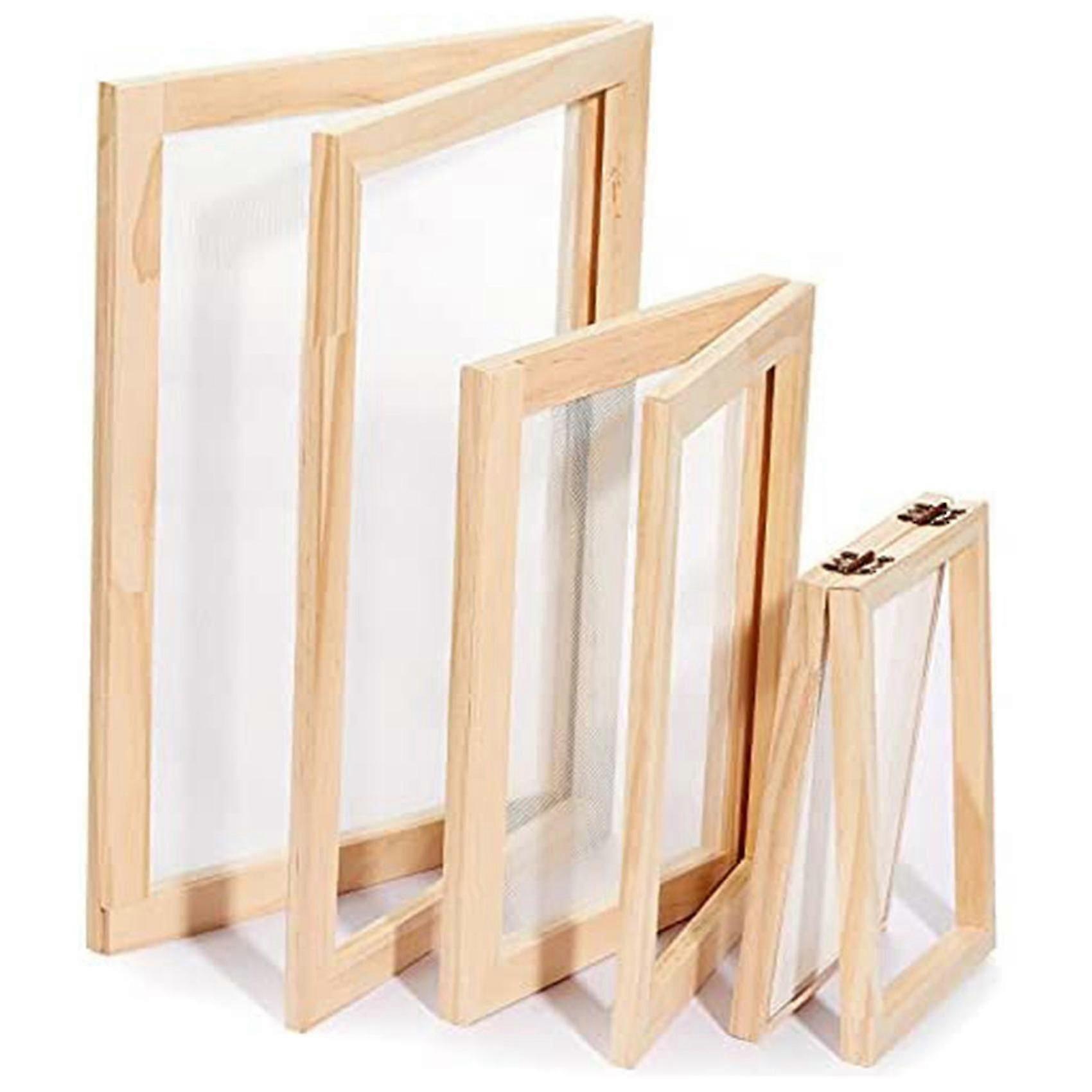 3 Pieces Paper Wooden Paper Mold Making Screen Kit 3 Size Frames for DIY 12.7X17.8cm 19.8X24.8cm 24