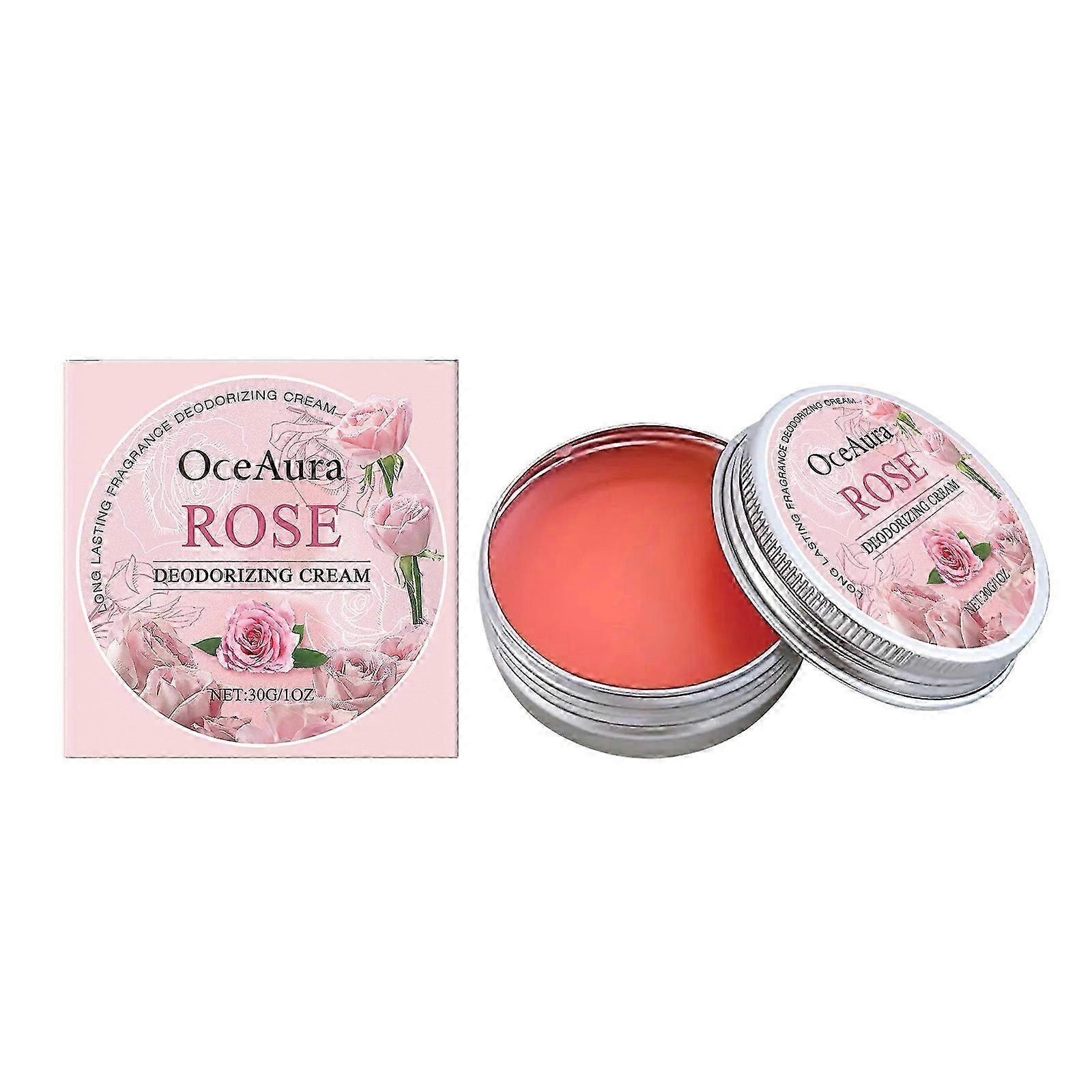 OceAura Rose Fragrance Cream Odor Removing Peony Lily Plant Extract Mild Formula Portable, Refreshing, Non Sticky