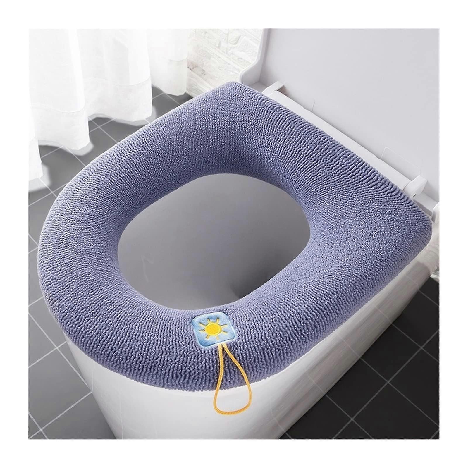 Toilet Seat Cover Set 2pcs Thick Knitted Washable Cushions for Four Seasons Blu Closestool Mat