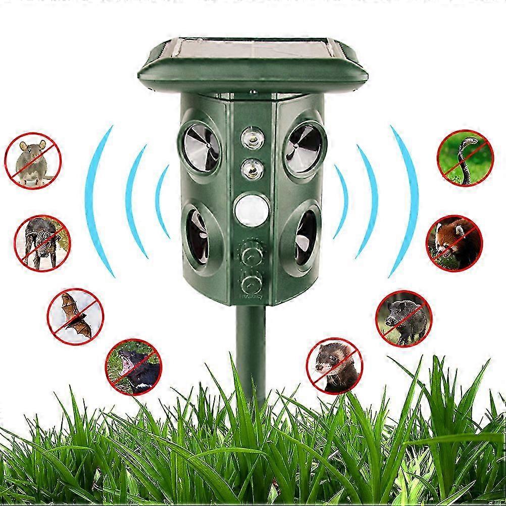 Animal Repeller Solar Powered Outdoor Animal Repeller Motion Activated with USB Charge for Detecting Dogs Cats Raccoons Skunks--style3101