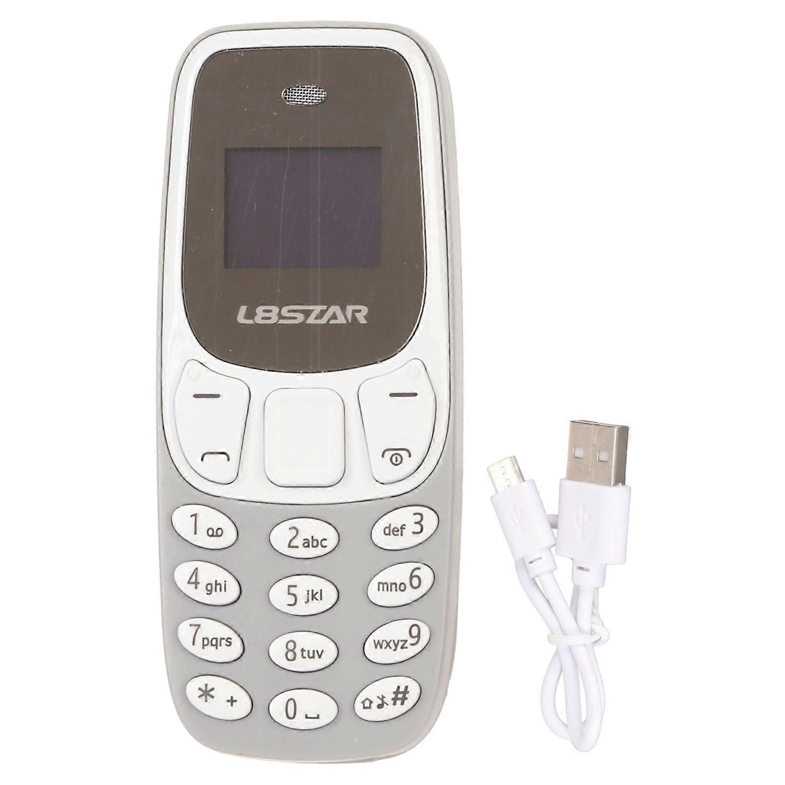 Worlds Smallest Phone Hands Free Bluetooth Dialer Dual SIM Card Unlocked GSM 2 in 1 Mini Mobile Phone Grey