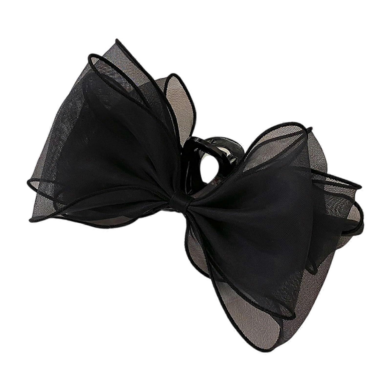 Spring Hair Claw Clip With Bow Design Black Mesh Bow For Effortless Bun Creation Student Friendly Barrettes