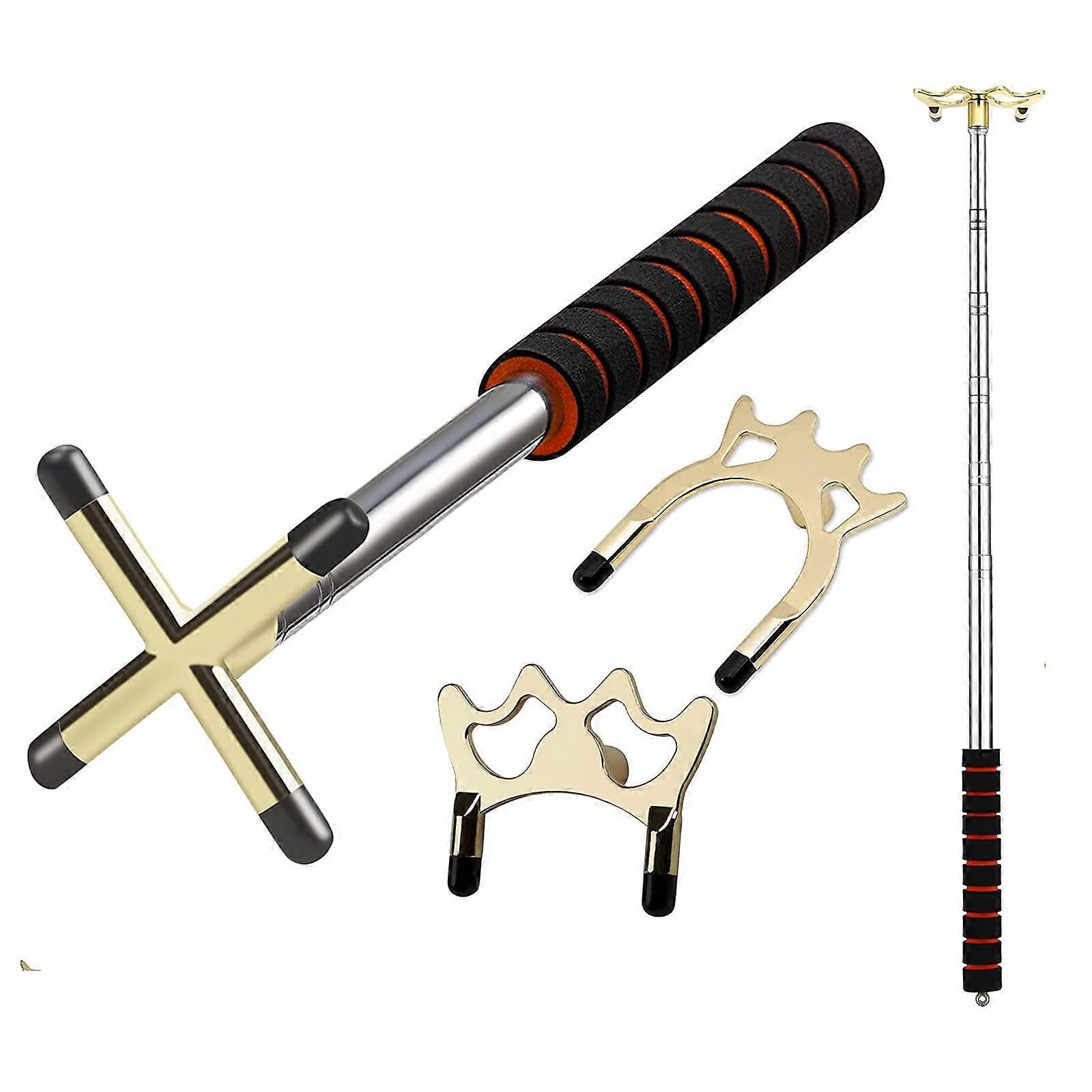 Qelate Retractable Pool Cue Stick With Three Style Replaceable Bridge Heads For Bridge Play At All Angles