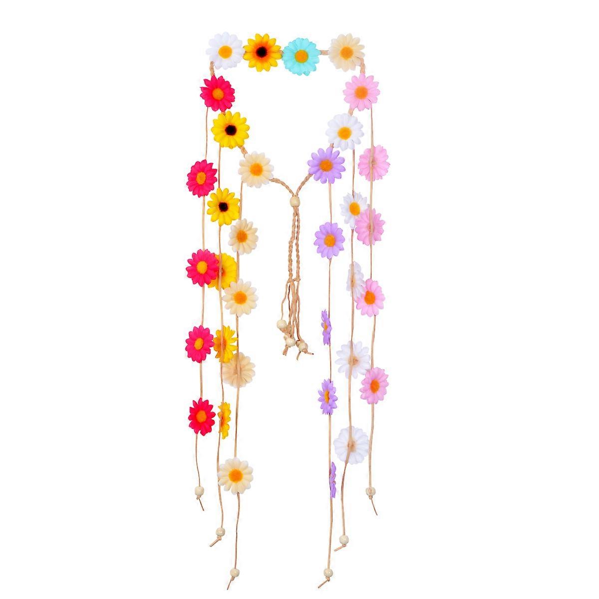 Colorful Bohemian Style Head Band For Beach Weddings With Multicolored Plastic Flowers For 1Pcs Party Accessory