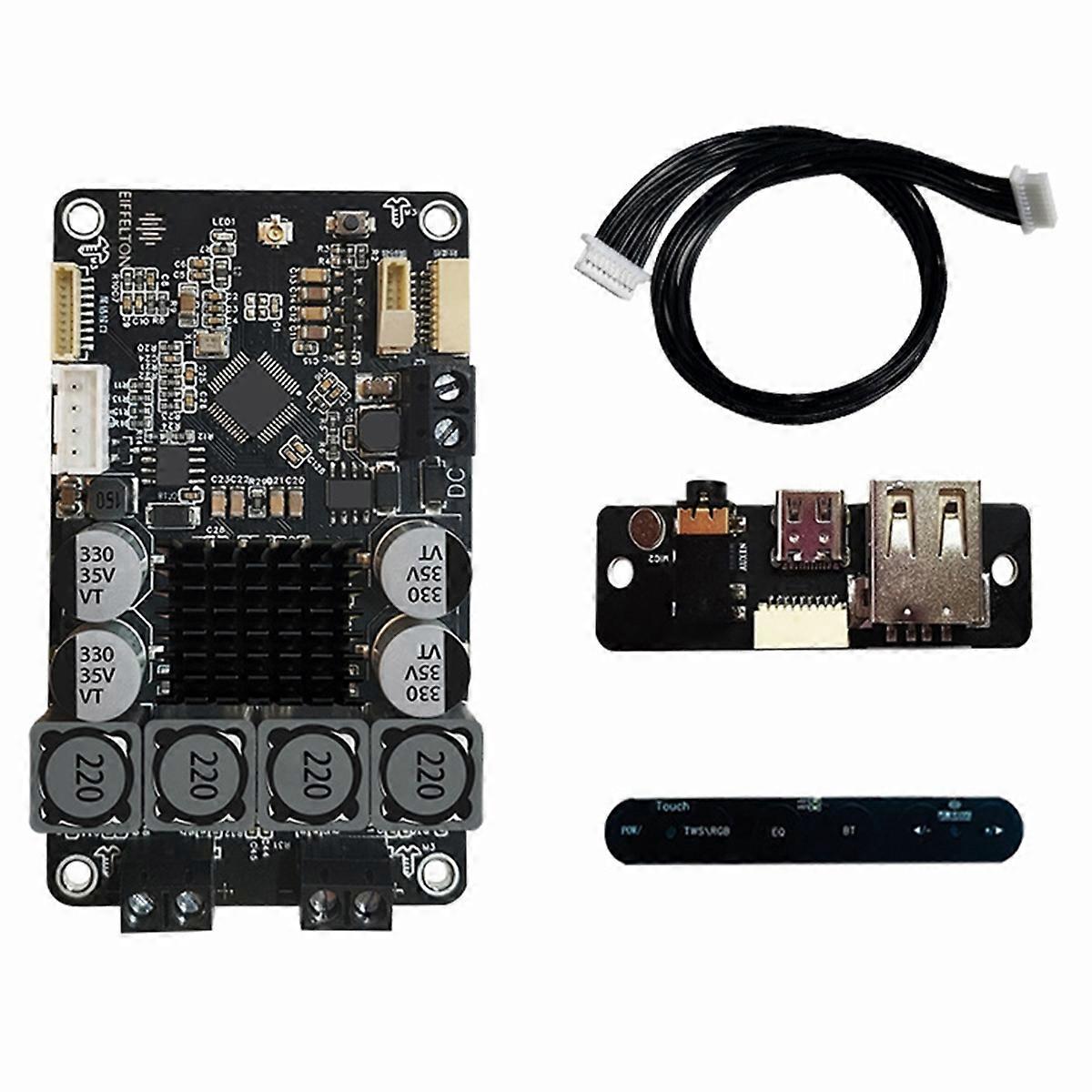 Bluetooth 5.0 Digital HIFI Stereo Power Amplifier Board 50Wx2 Touch Moudle 10-Band EQ