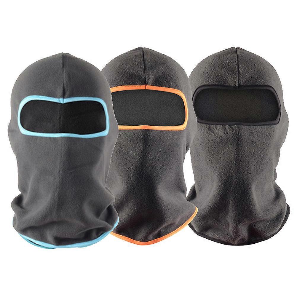 Black Polyester Riding Warm Hat for Winter Outdoor Sports and Games Full Face Cover Size 3PCS