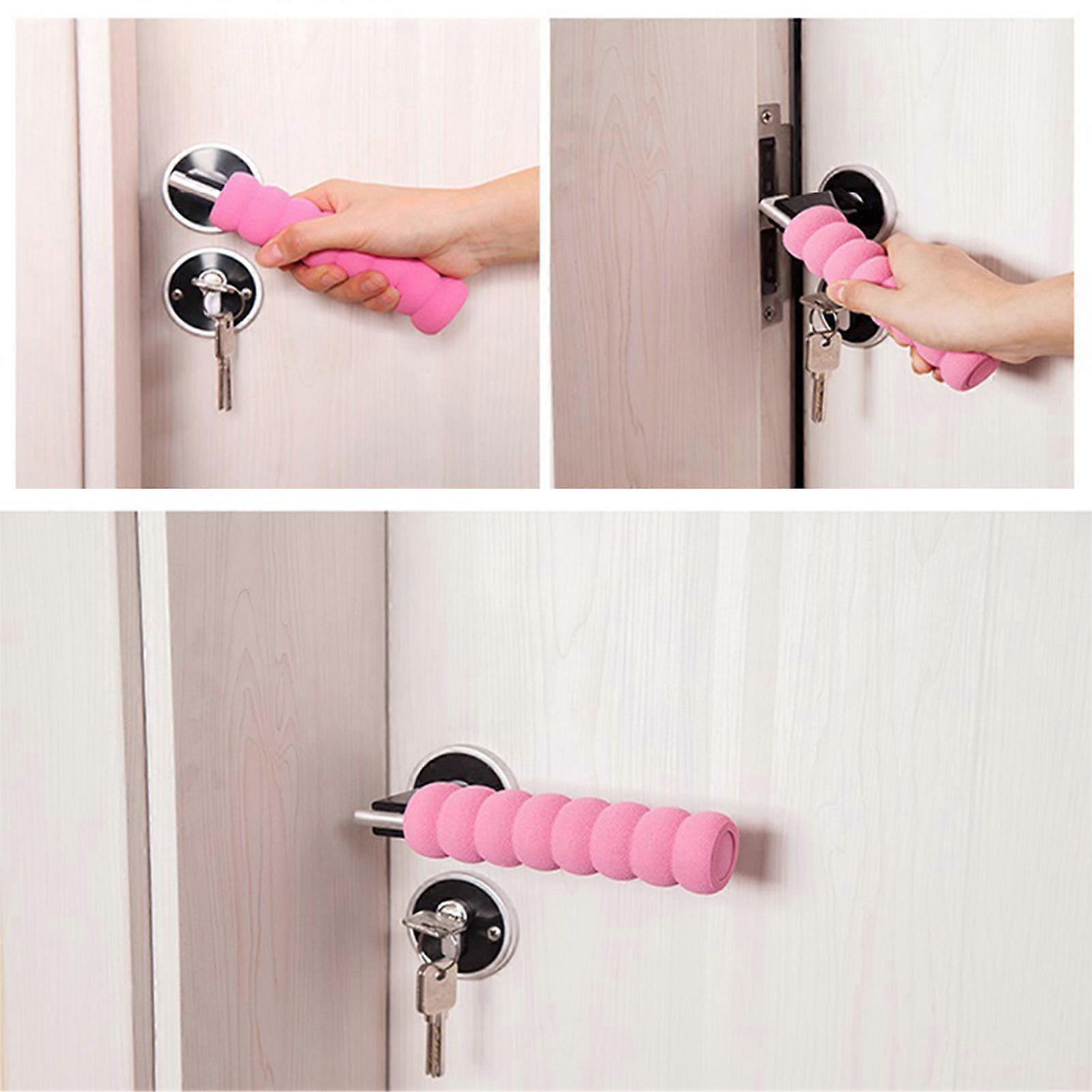 Child Safety Door Handle Sleeve Soft Foam Spiral Pattern Pink