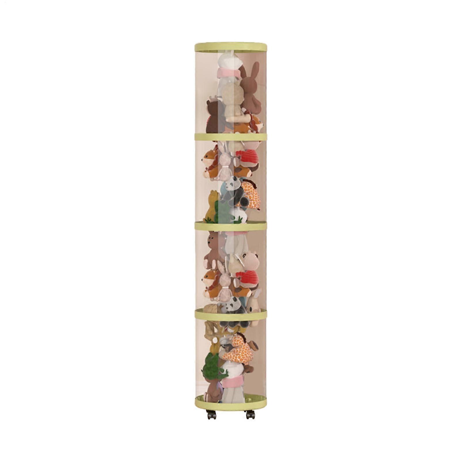 Transparent Doll Storage Tube 4Layer PP Plastic SpaceSaving Vertical Organizer For Dolls And Stuffed Animals Green