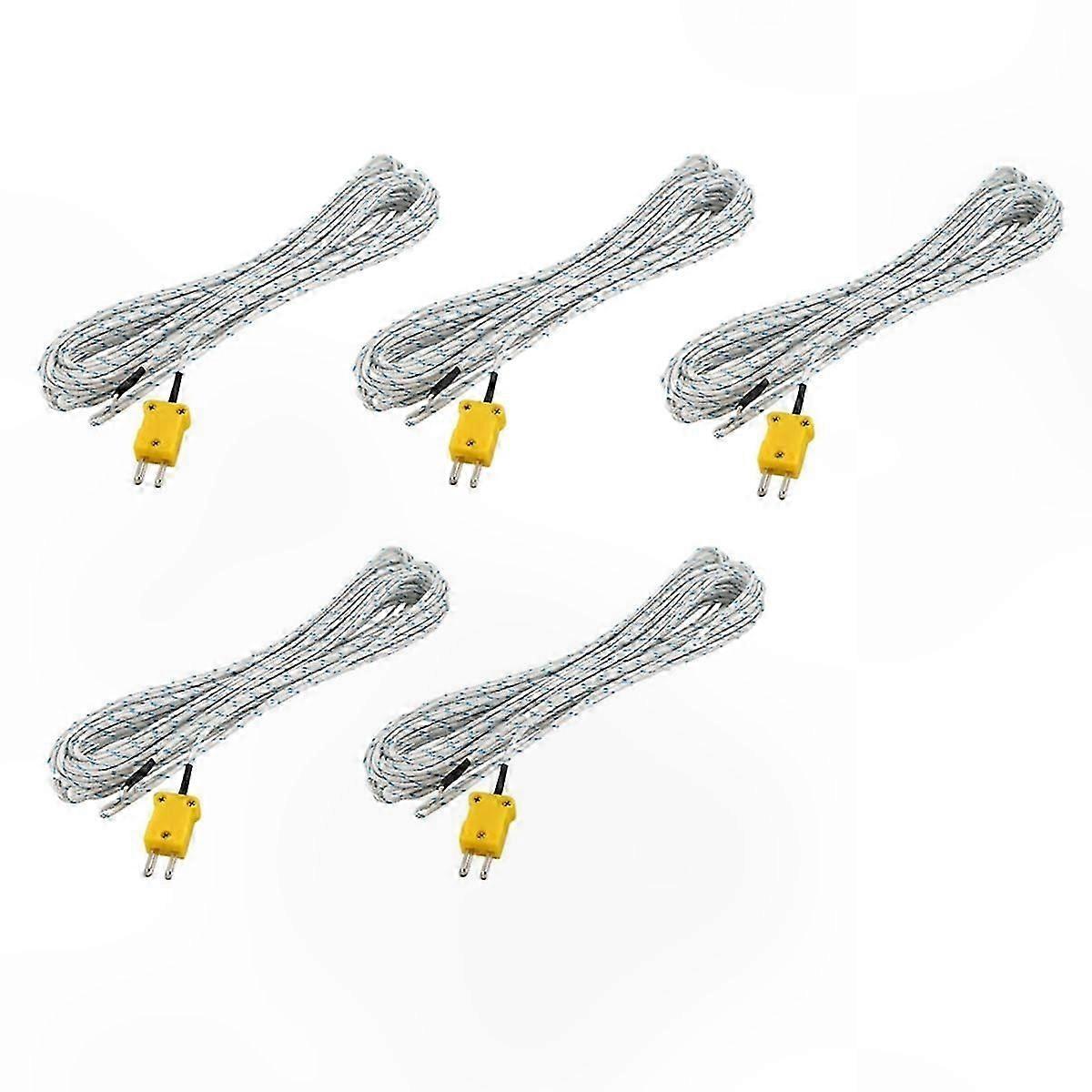 K-Type Thermocouple Probe, 10M Cable, Temperature Sensor, -50 to 250 Celsius, 5-Pack