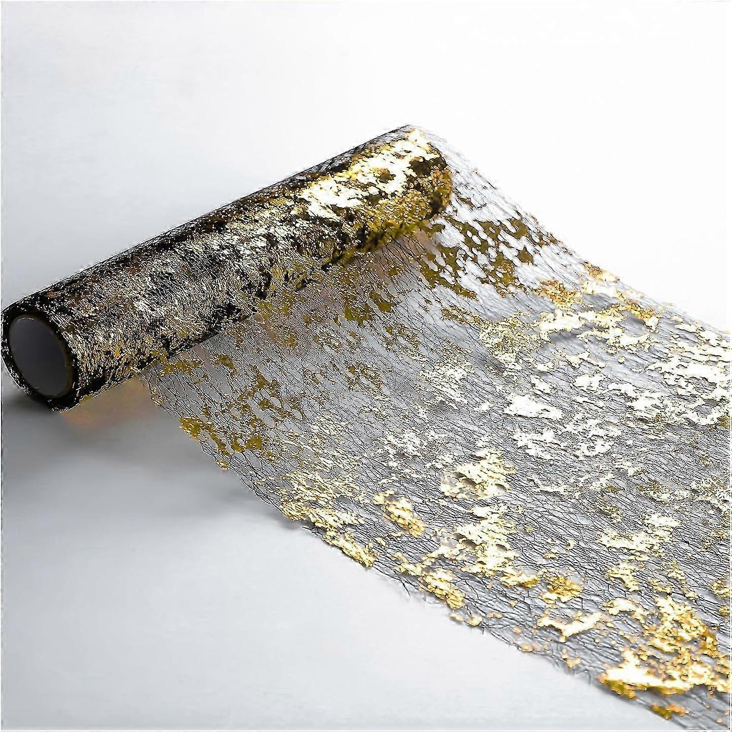 Gilded Table Runner Luxury Party Mesh Decoration - Gold edge design, suitable for celebrations or special occasions to enhance the overall atmosphere.