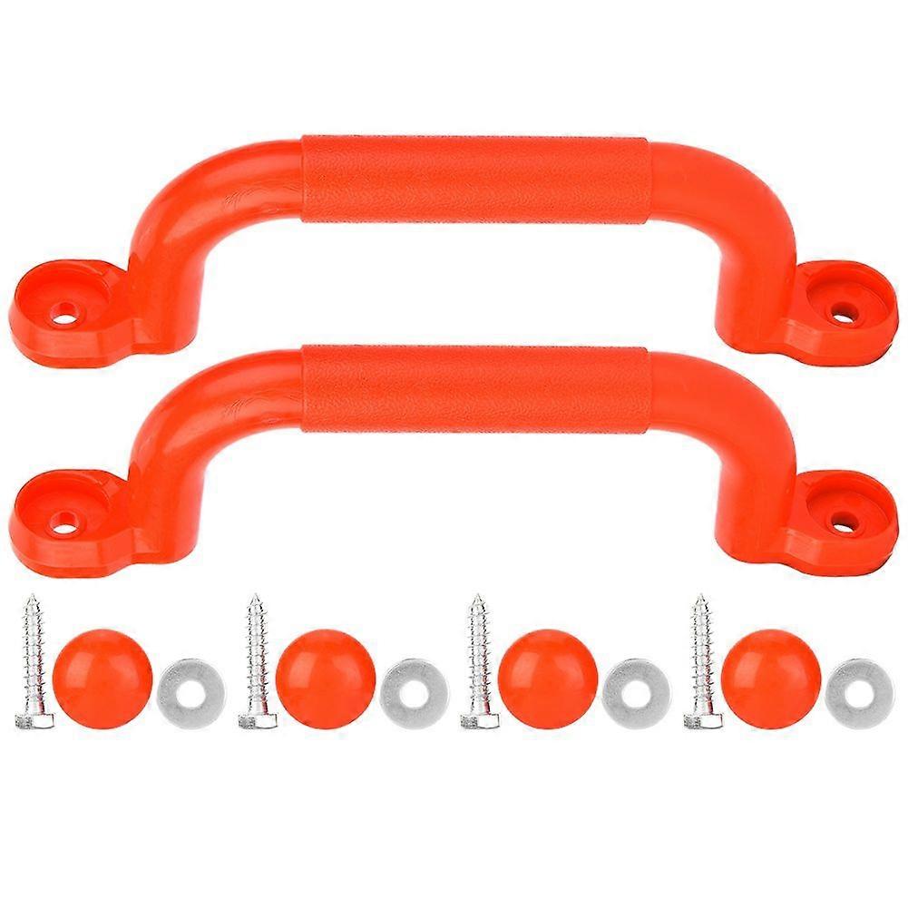 A Pair of Plastic Kids Children Playground Safety Non slip Handle Swing Toy Accessories(Red)