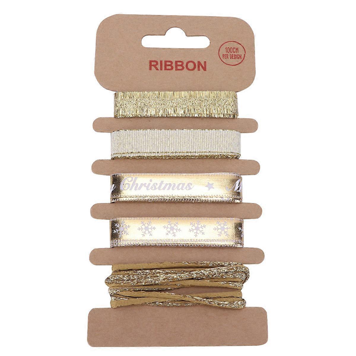 Christmas Fabric Ribbon Printed Ribbon for Decoration 1m 5 Patterns