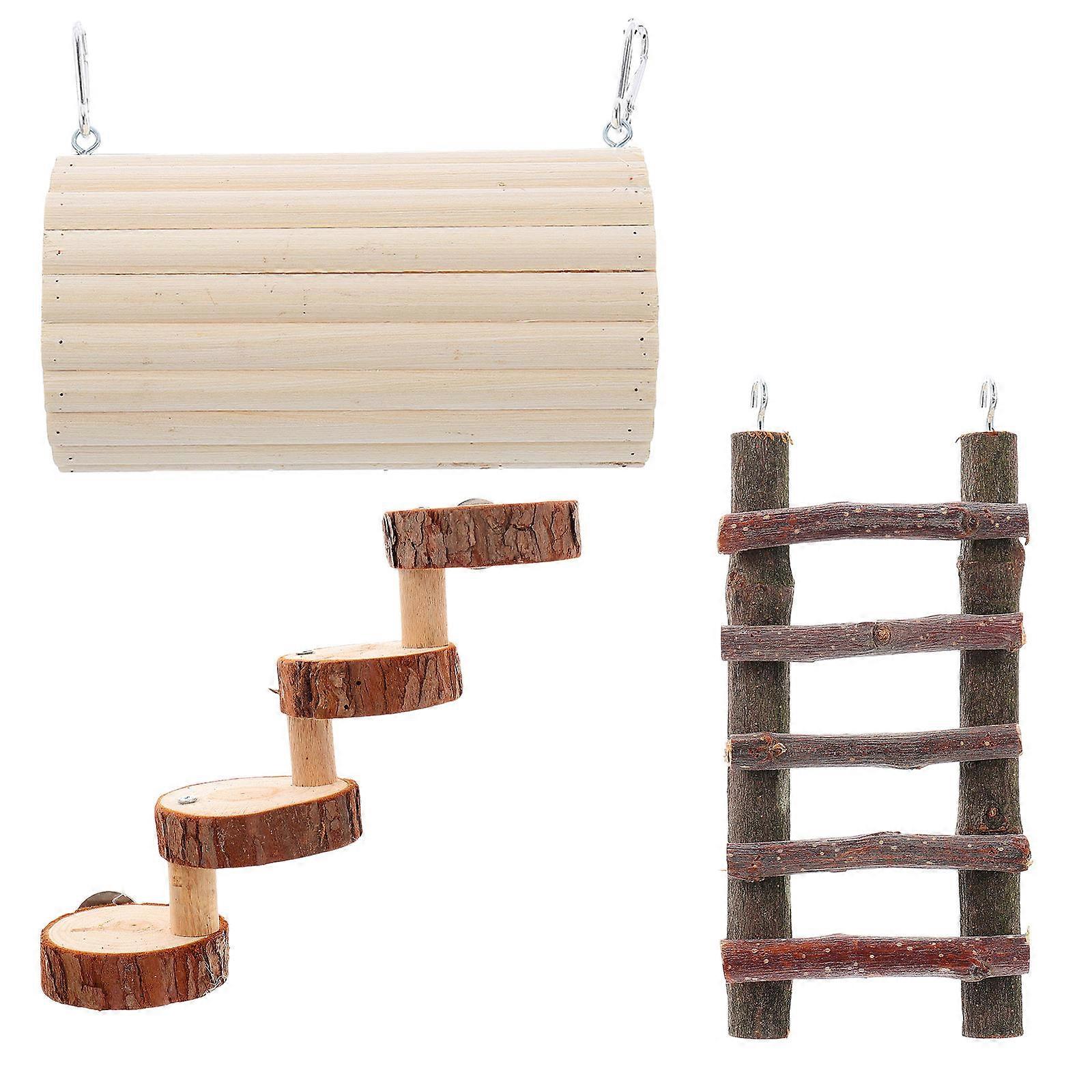 Hamster Hollow Trunk Wood Toy for Activity 3Pcs Set for Small Animals