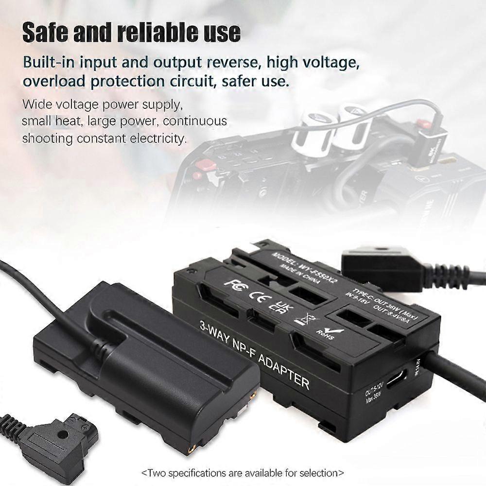 D-Tap to WY-VL-F Dummy Battery Coiled Cable DC Coupler Accessory for Monitors/ LED Video Light/ Microphone/ Wireless Transmitter Receiver