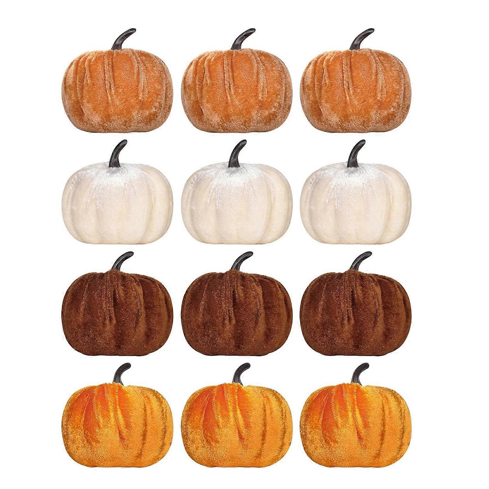 Artificial Velvet Pumpkin Decoration Foam Faux Flocked Pumpkin for Fall Harvest Party Thanksgiving Halloween Home Table Centerpiece