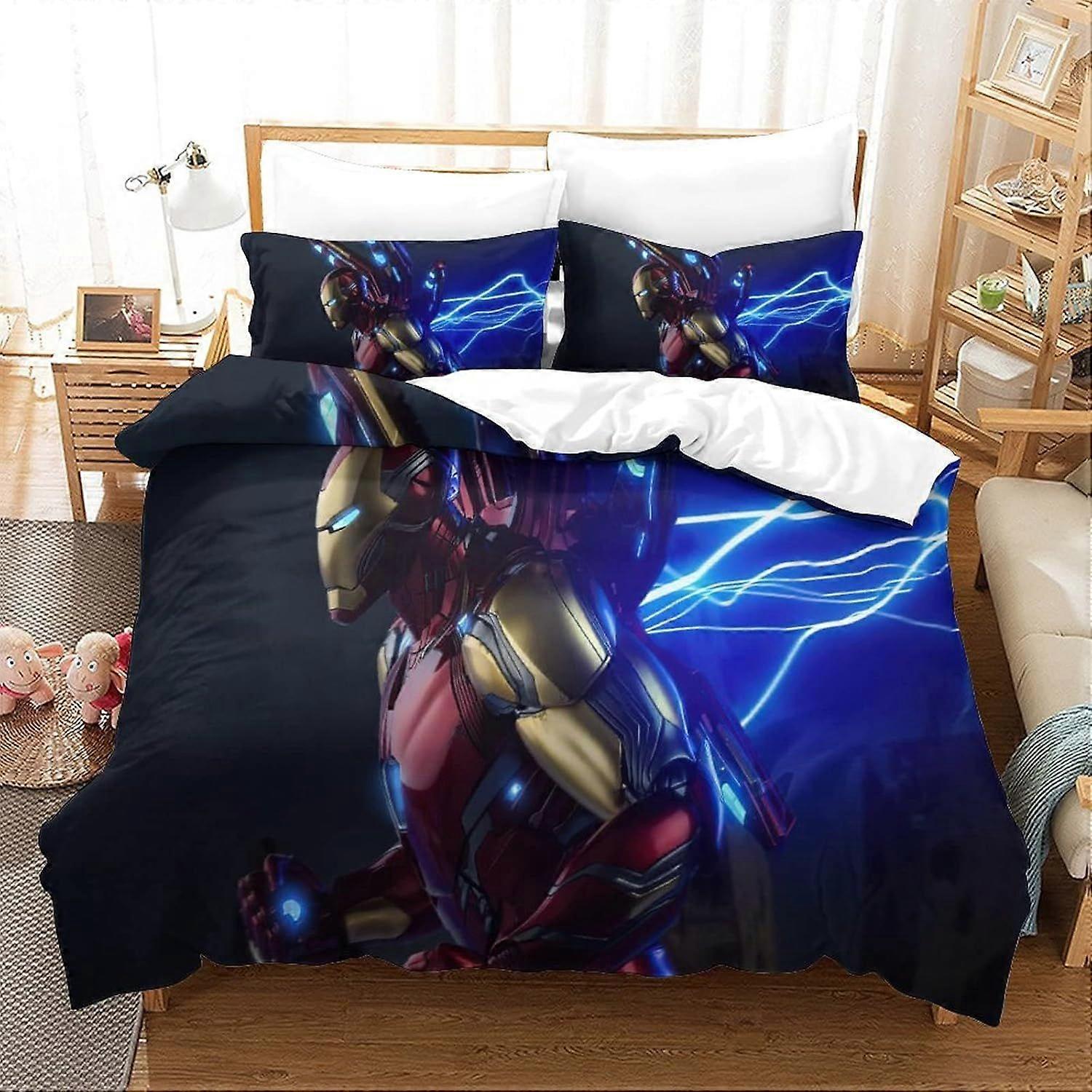 Bedding Sets Single Size Bedding Iron Man Printed Duvet Cover Soft Hypoallergenic Microfiber Quilt Cover with Pillowcase with Zipeer Closure for in Ki