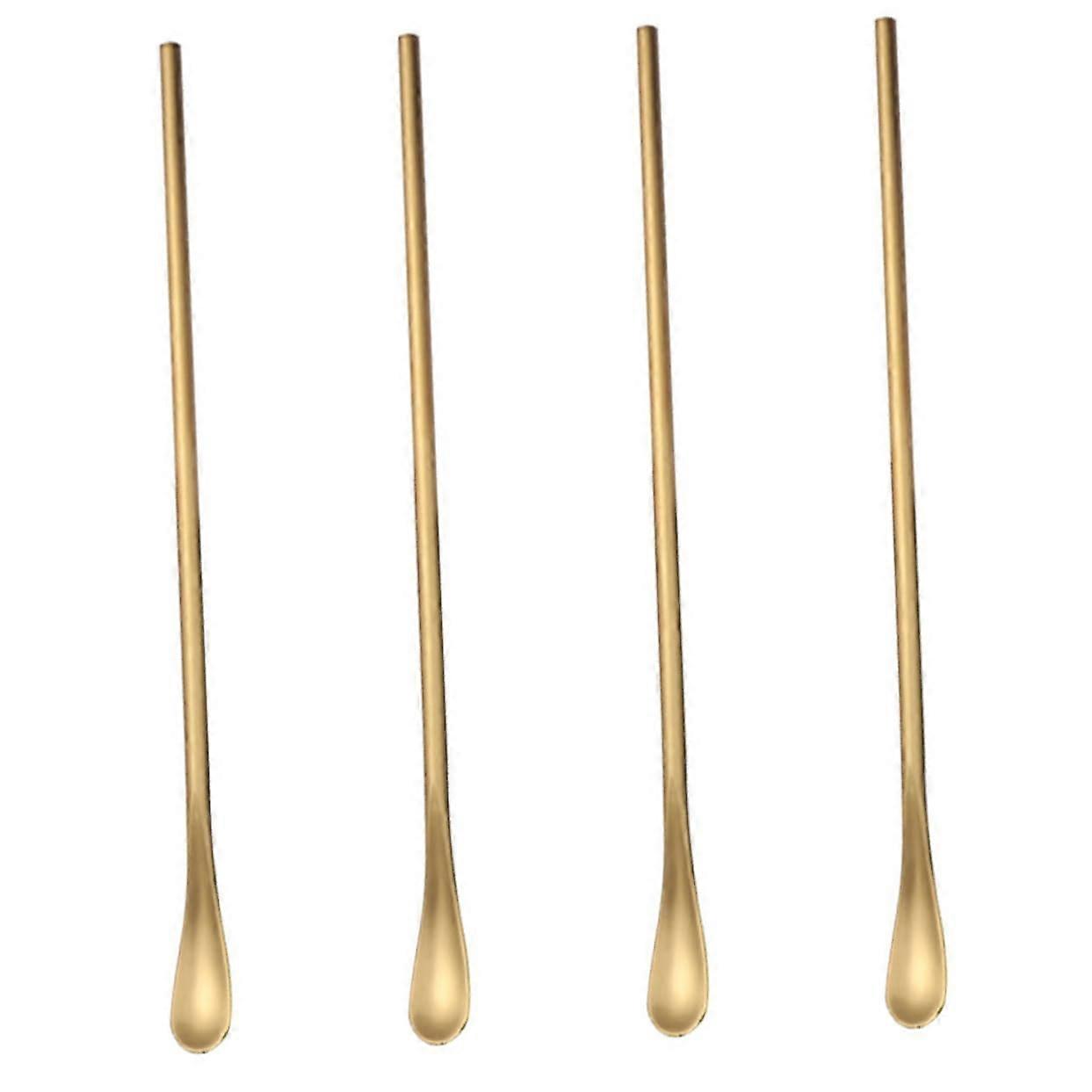 Stainless Steel Coffee Mixing Spoons 4-Piece Set, Long-Handle, Multi-Functional Stirring Spoons For Coffee, Syrup, Honey, Cold Drinks, Easy To Clean