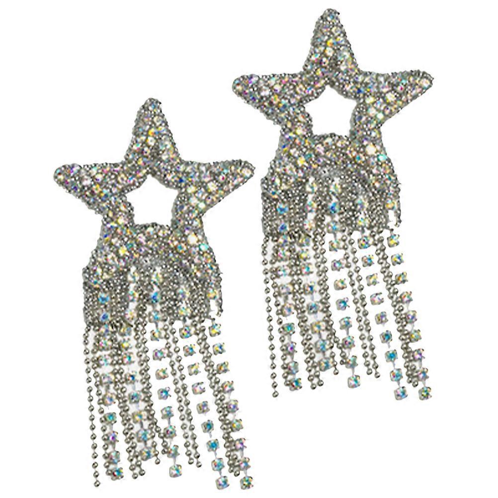 Glitter Star Shaped Rhinestone Iron on Patch for Clothing 4Pcs