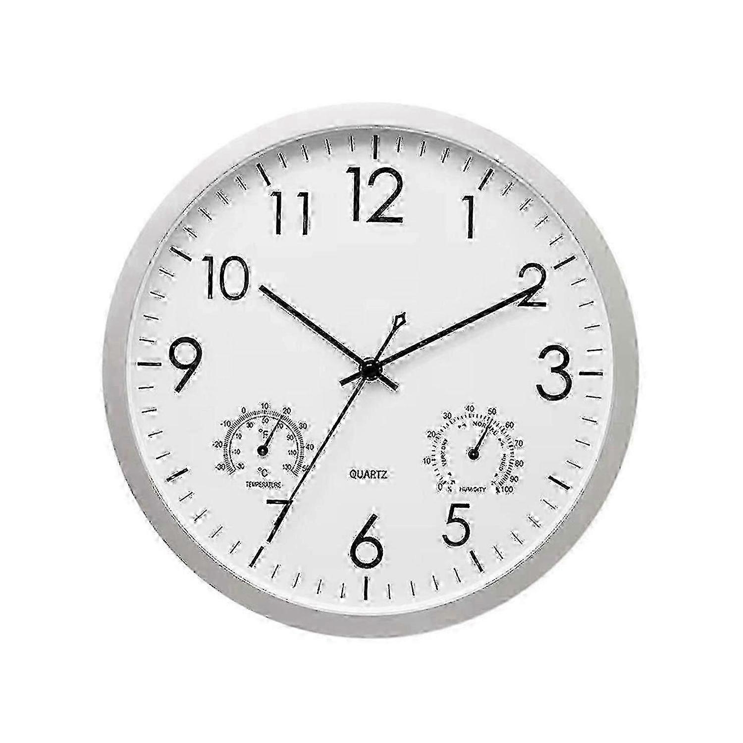 Decorative Round Outdoor Clock With Thermometer And Hygrometer Large Wall Clock Elegant Retro Silen