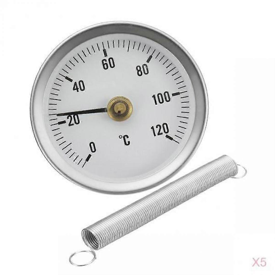 5pcs 63mm Clip-on Pipe Thermometer With Thermometer