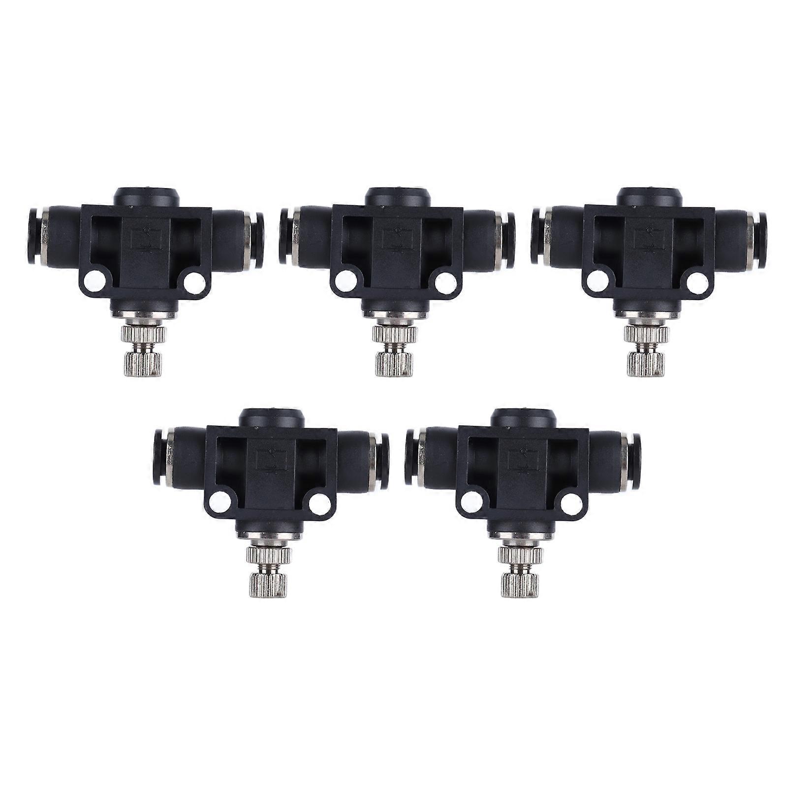 Lot de 5 vannes d'étranglement pneumatiques en PVC durable, accessoires de connexion résistants à la compression, 6 mm