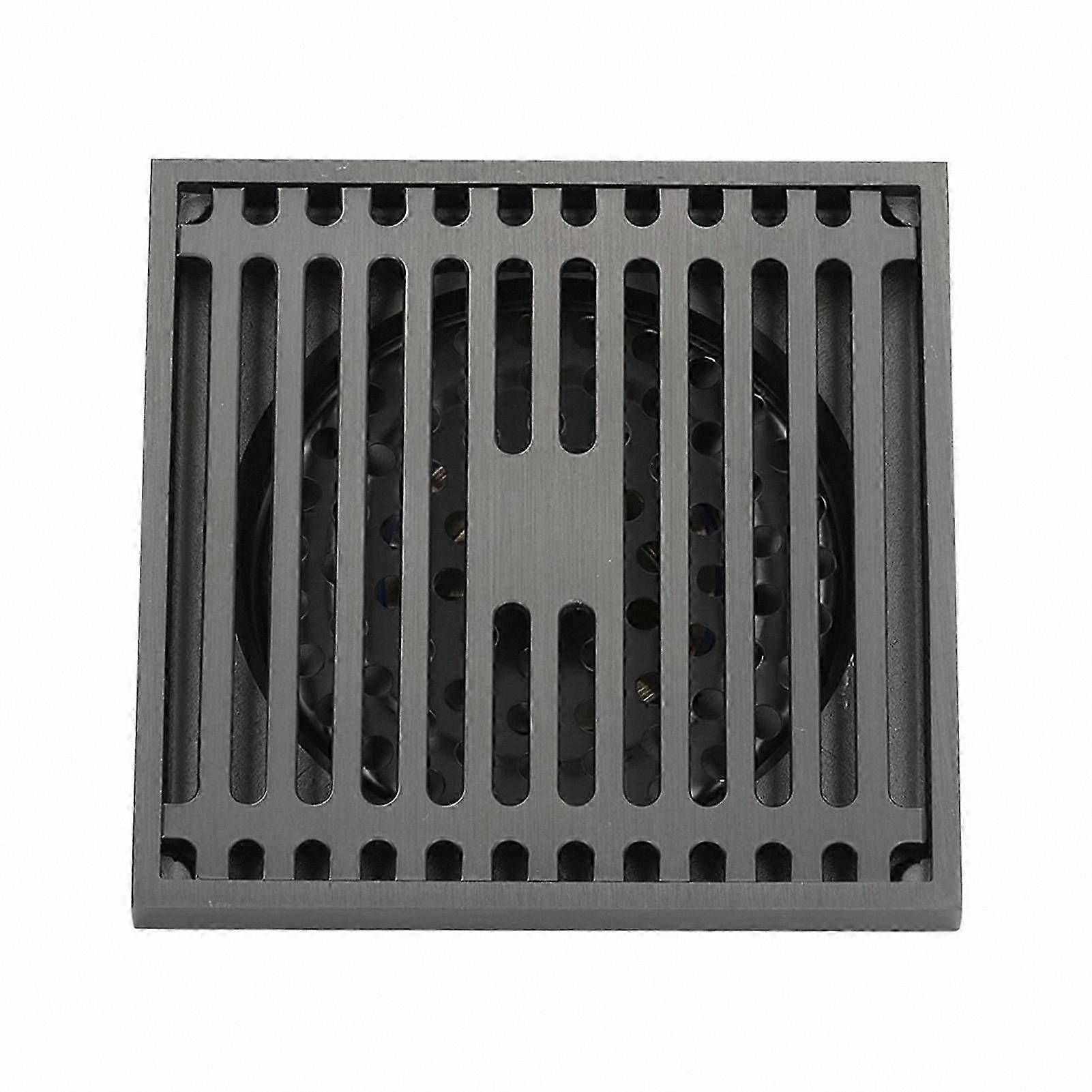 Square Stainless Steel Floor Drain with Anti-Odor Feature and Large Flow Capacity for Bathroom or Balcony Use in Gray Finish