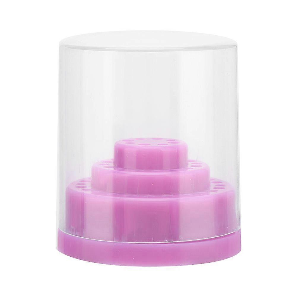 48 Slots Nail Drill Bit Case Holder Manicure Tool Organizer Display Stand Purple