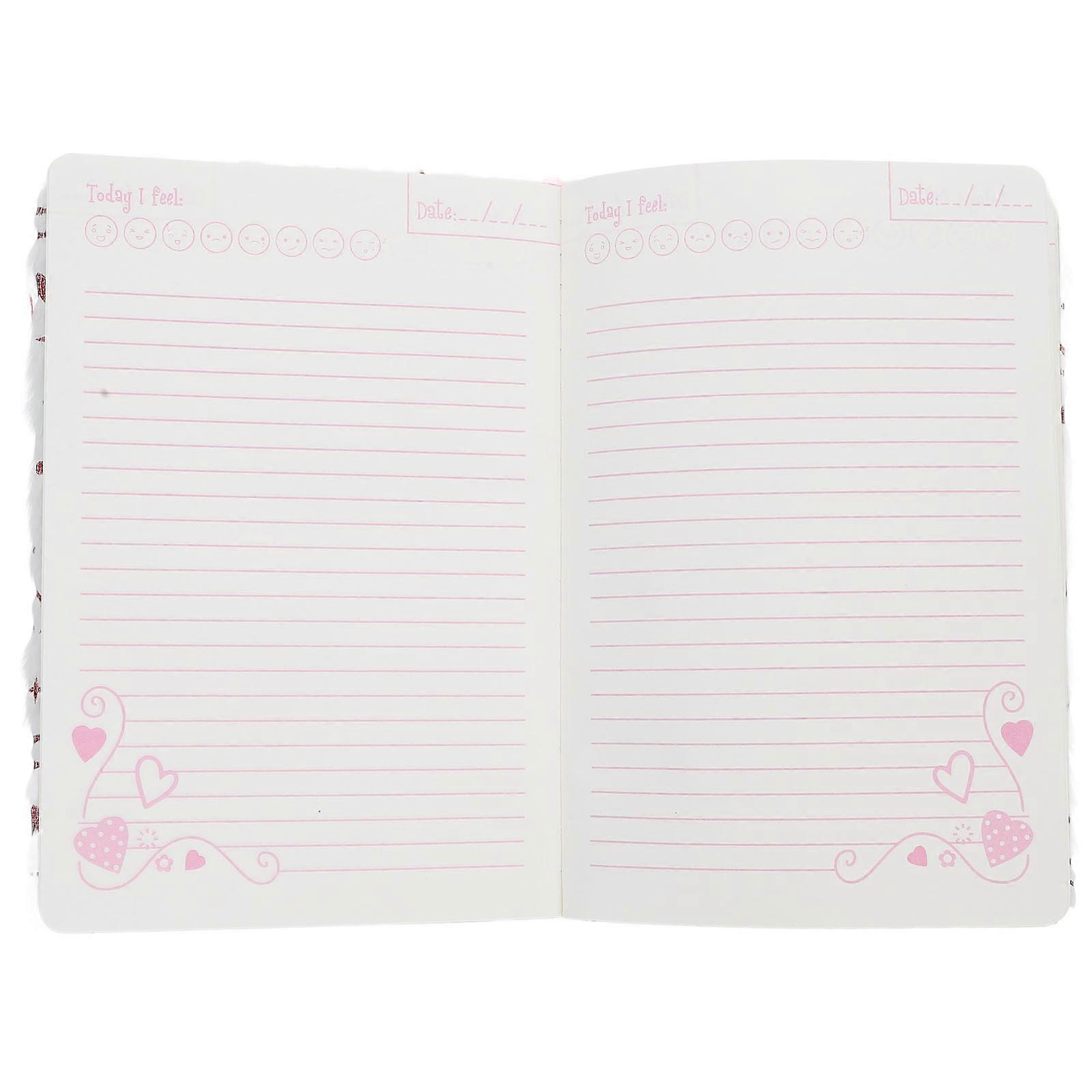Work Notebook Plush Cover Ideal for Writing 2Pcs Valentines Diary Books