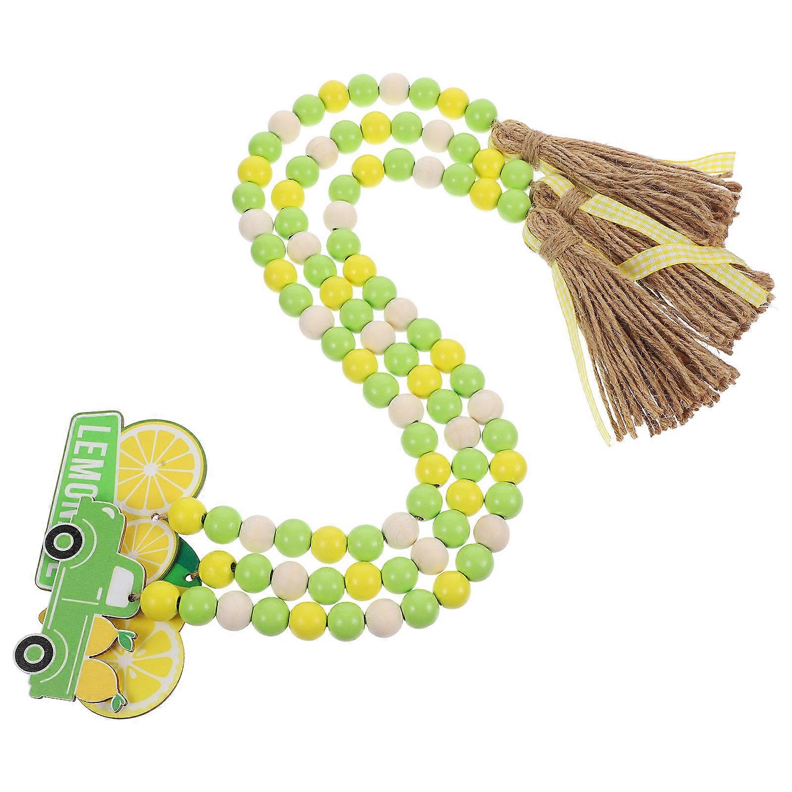 Wooden Beads Garland with Lemon Charm for Decoration 6Pcs Rustic Design
