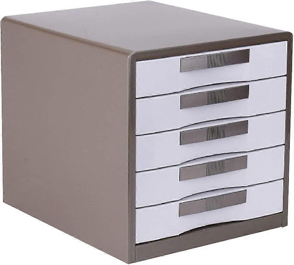 5 Drawer Desktop File Cabinet Metal Gray 30 X 35 X 30.8 Cm For Data Storage And Bookcase Integration