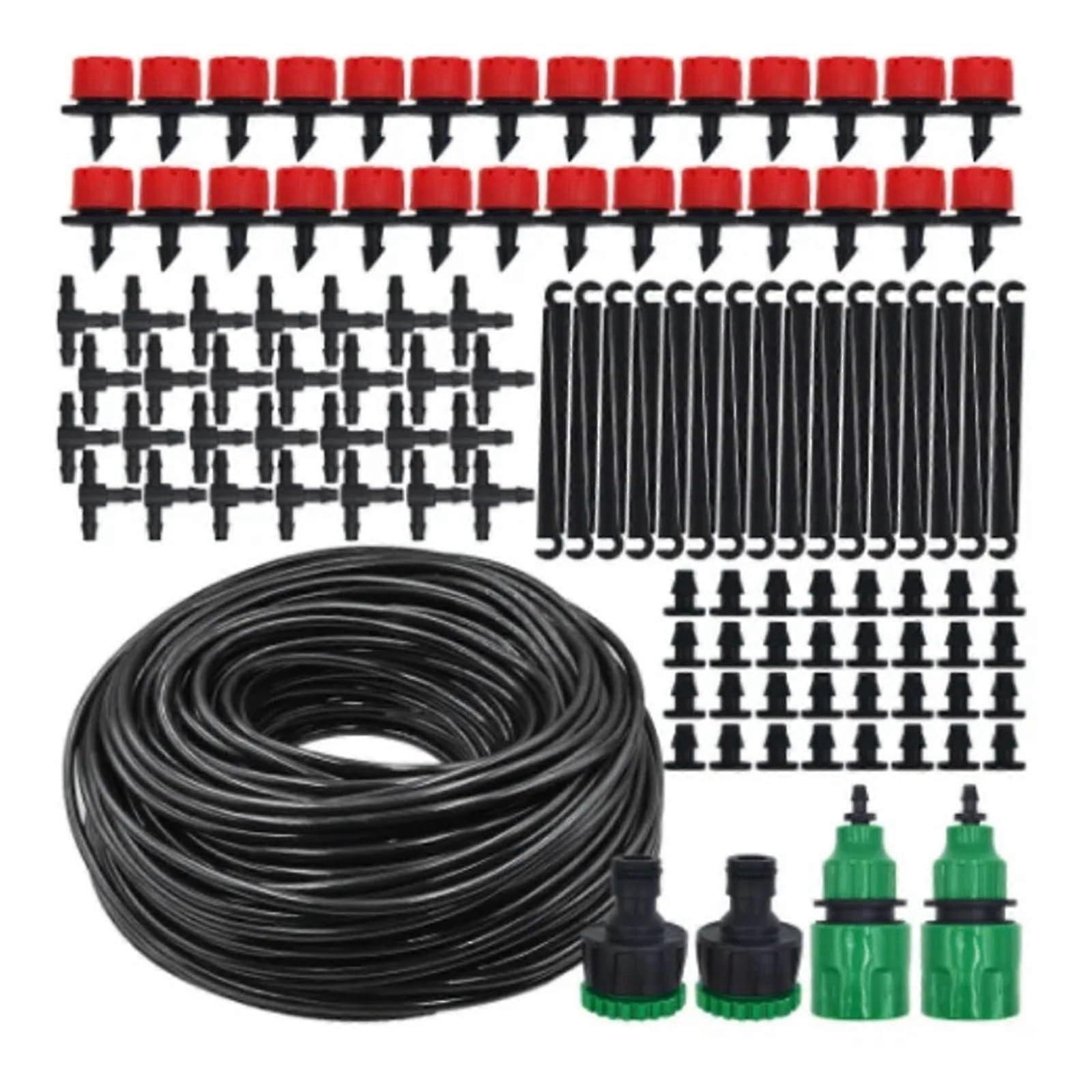 Micro Drip Irrigation System Portable 20M Automatic Watering with Adjustable Drippers and Misting Nozzle Kit