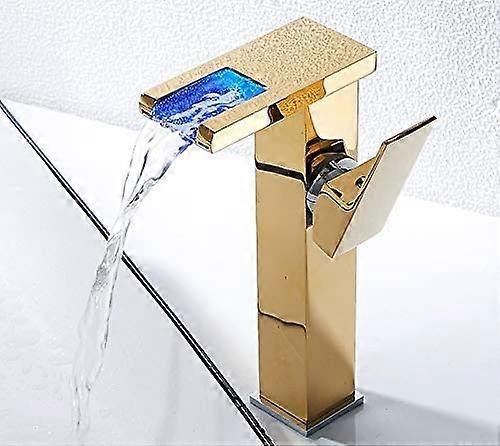 Faucets LED Waterfall Faucet With Temperature Control Brass Spray Basin Tap For Bathroom