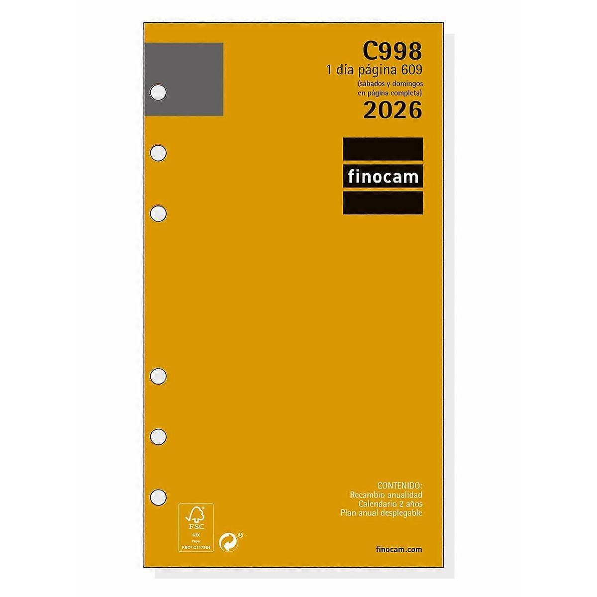 Diary Refill Finocam C998 2026 9,4 x 17,1 cm