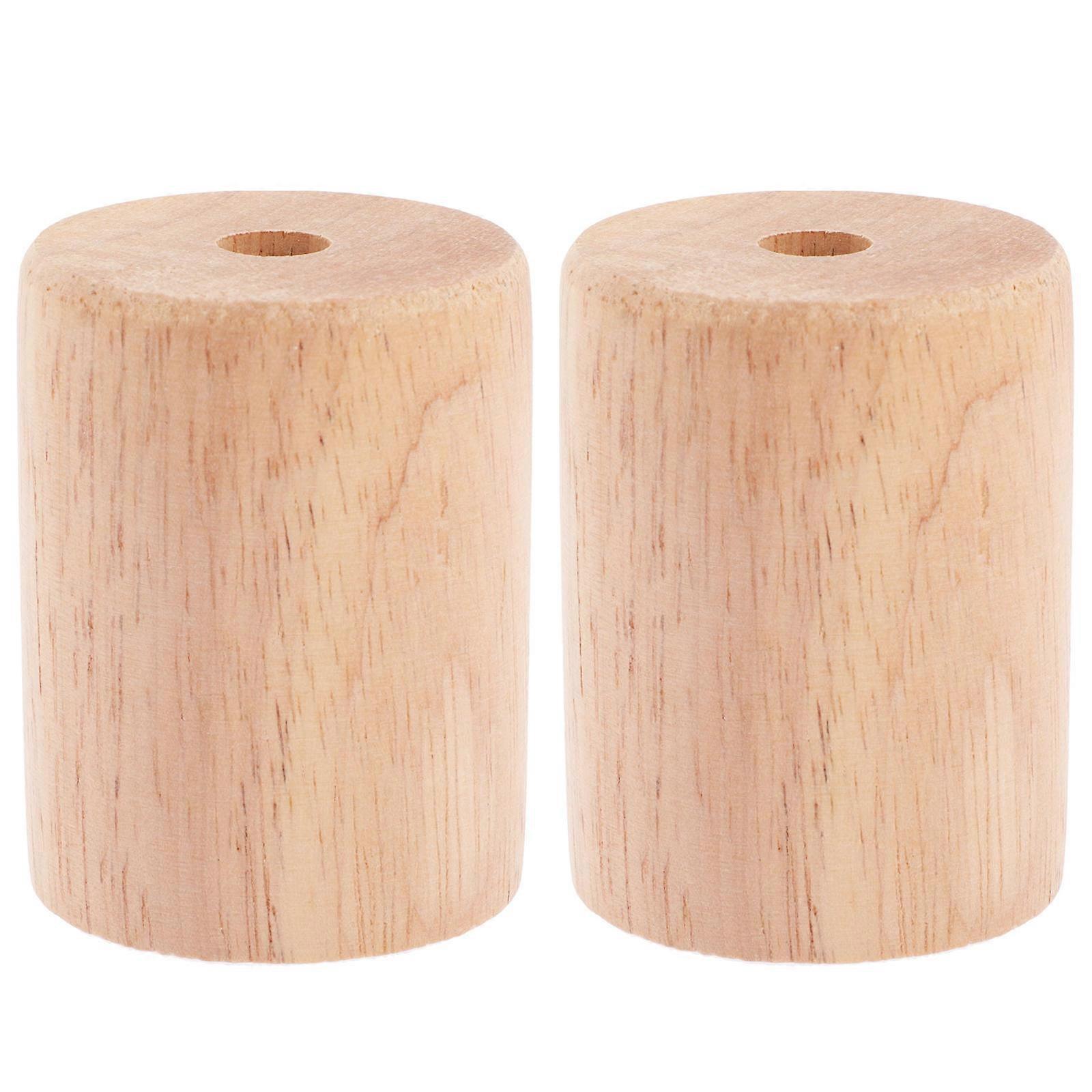Hollow Design Wood Base Lamp E27 Socket Night Lighting Home Decoration 2Pcs