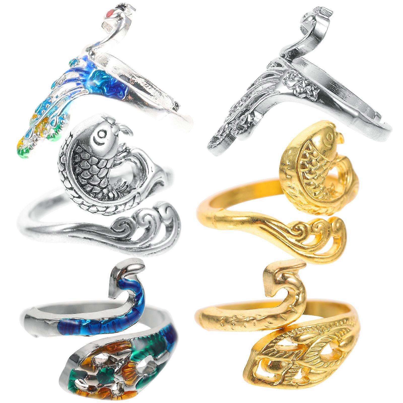 12Pcs Adjustable Vintage Style Crochet Ring Knitting Loop Ring