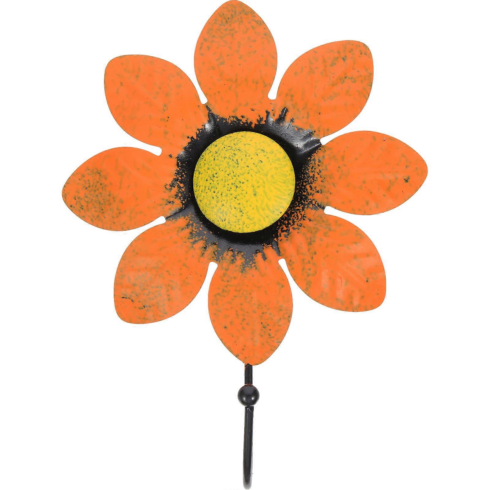 Wall Coat Hanger Iron Hooks for Curtain 2Pcs Decorative Orange Flower