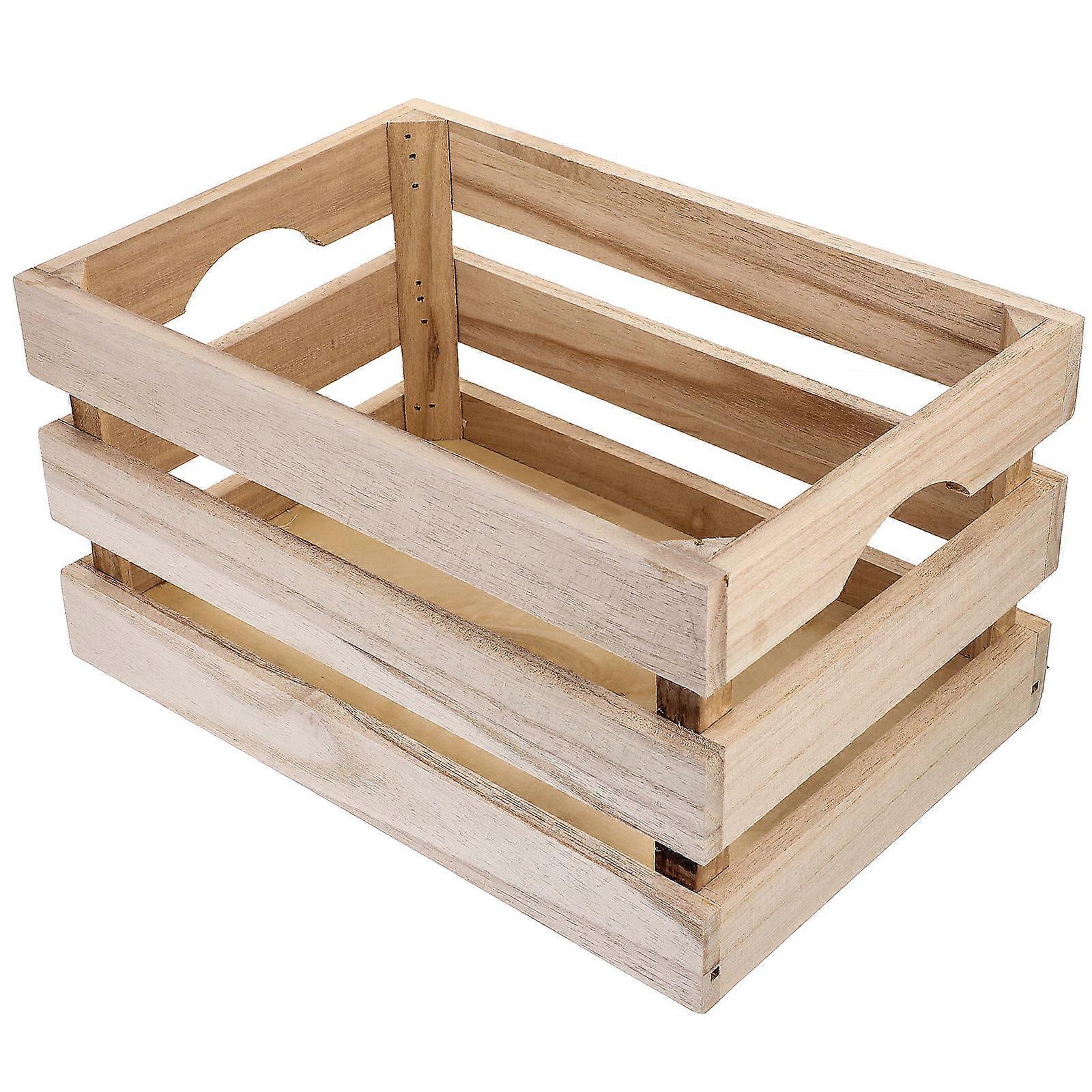 Wood Crate Box Khaki with Storage for Storage Use and Vintage Decor