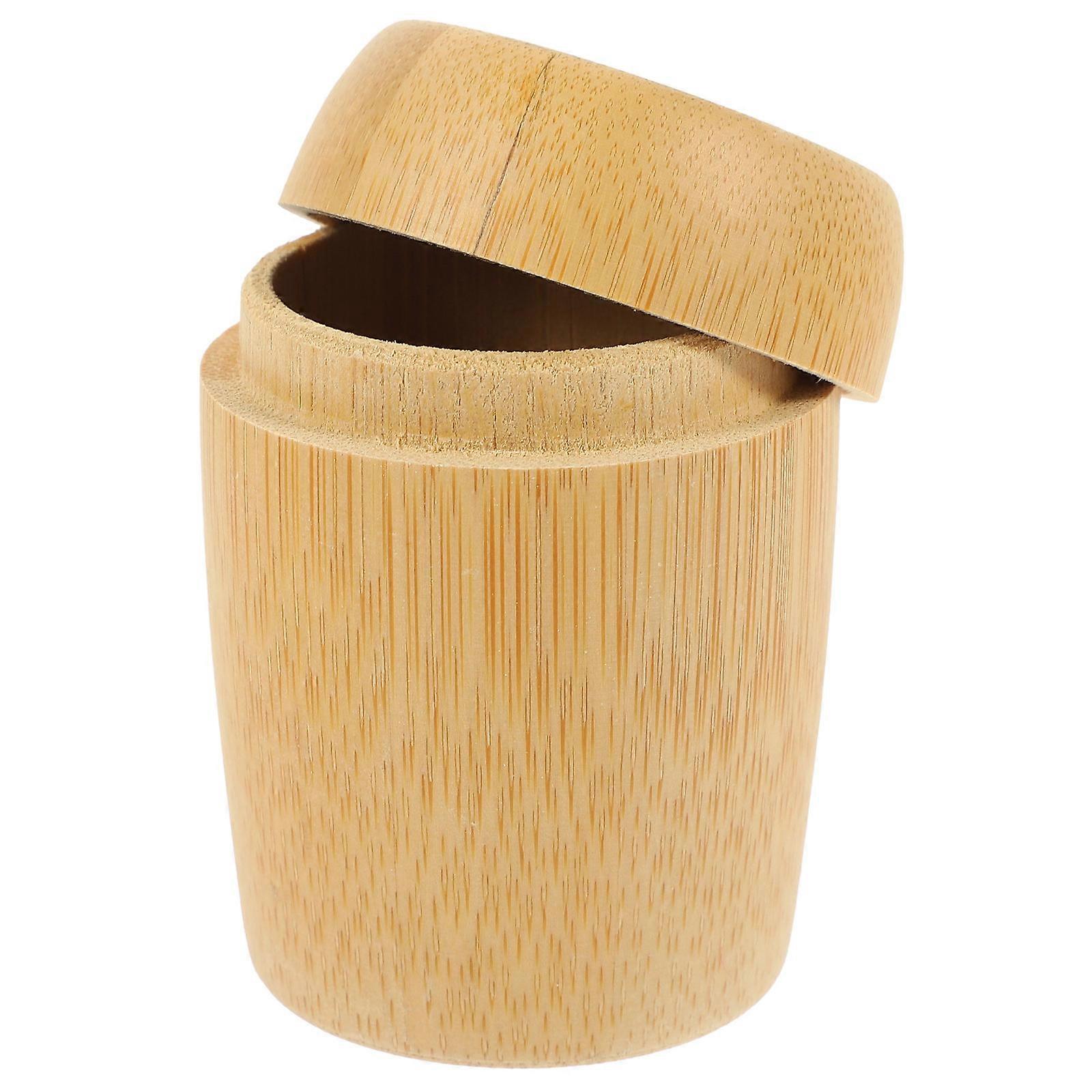 Bamboo Toothpick Holder 2Pcs Space-Saving Container For Office Home Cafe Light Brown Color