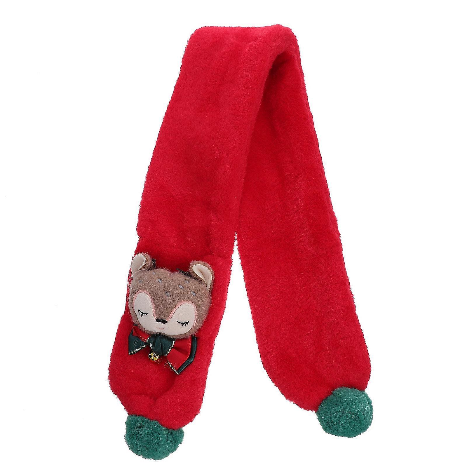 Christmas Style Children Scarf With Cute Foxes Print 1 Pc Warmth 75x10cm