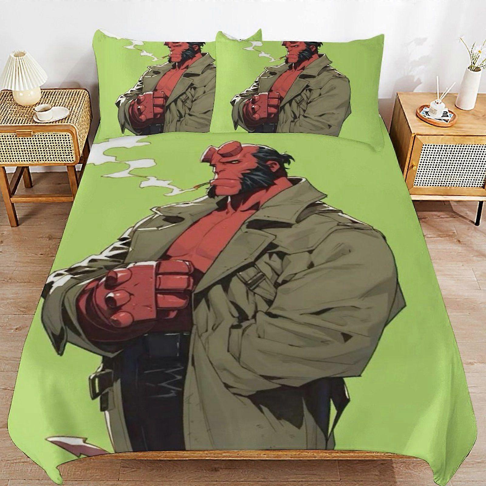 S655 Hellboy Blood and Iron Innovative Zip Closure Soft Finish Durable Weave Duvet Cover Sets Comfortable All Year Use A655