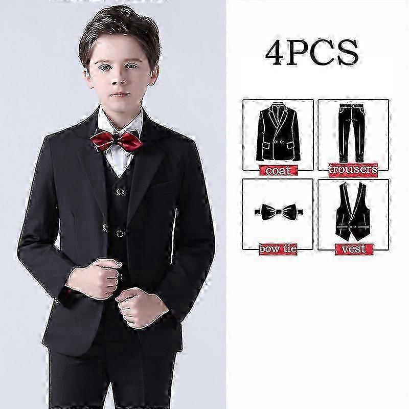 4PCS Boys Formal Slim Fit Solid Suit for School Starting