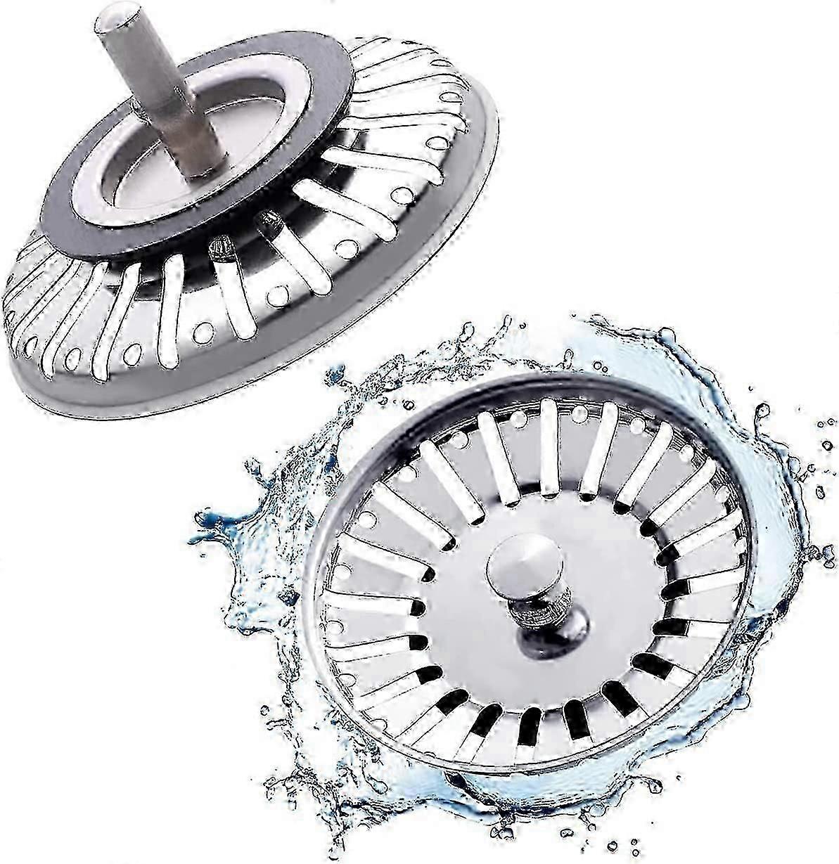 2 قطع بالوعة مصفاة / بالوعة التوصيل بالوعة سدادة هول المطبخ / الحمام مصفاة قطرها 84 مم مع نهاية الكرة ، الفولاذ المقاوم للصدأ