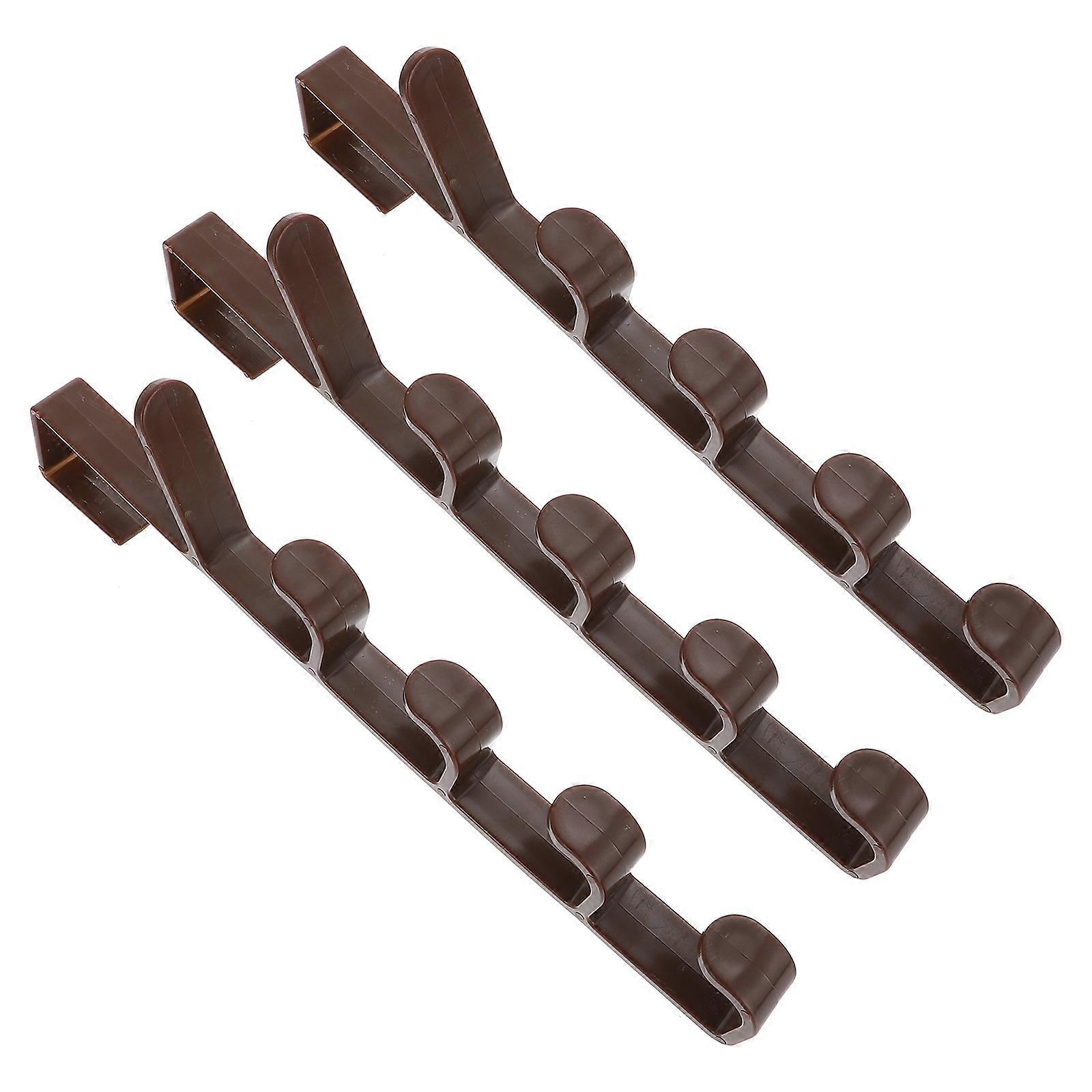 Over Door Hooks 3Pcs Practical Brown Simple Design For Homeowners And Renters Space Saving Storage Solution 28.5X3.8X2CM