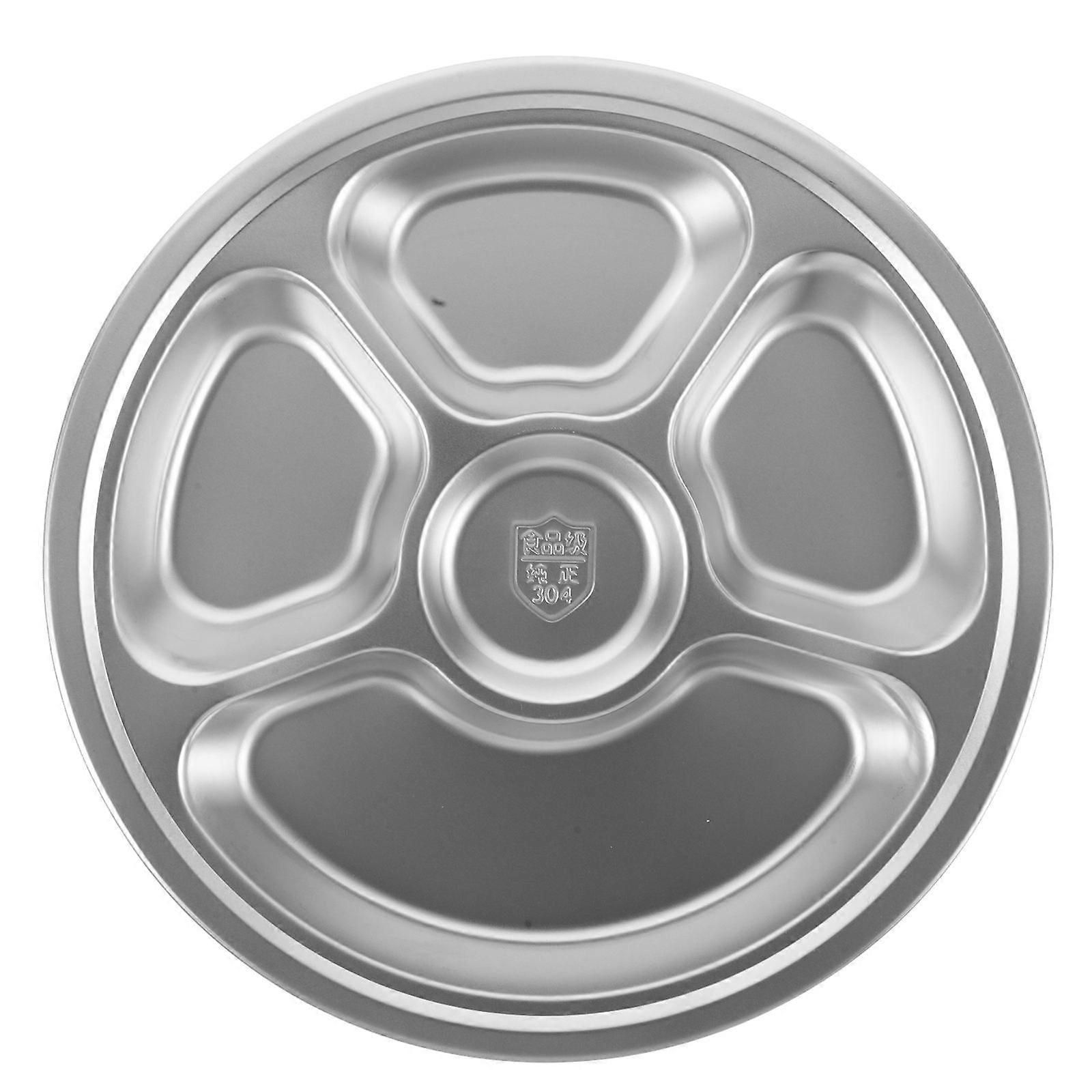 Silver Stainless Steel Divided Plate Tray for Storage Use 3Pcs Pack