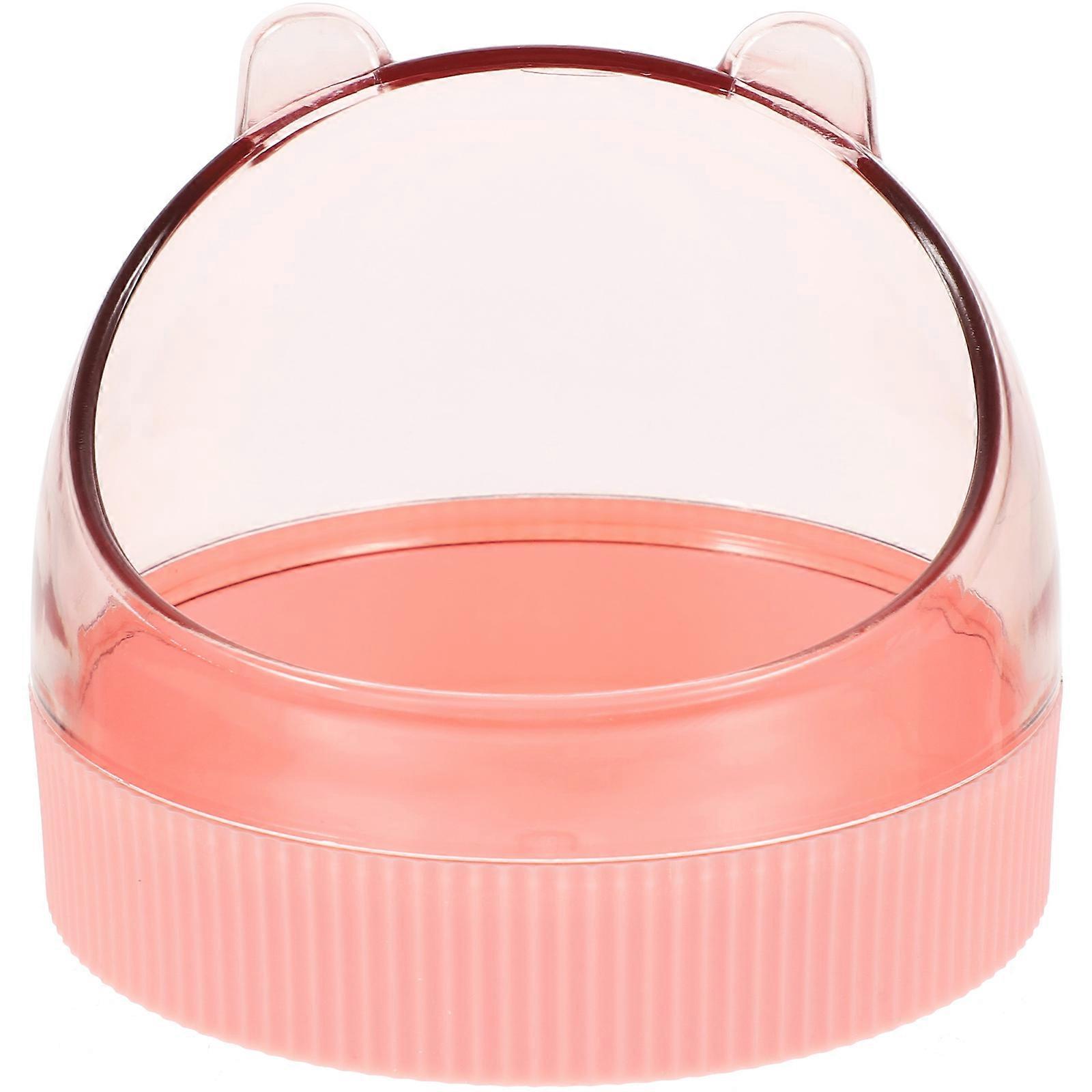 Acrylic Hamster Bowl 2Pcs Pink Rectangular Chinchilla Feeding Water Storage Accessory