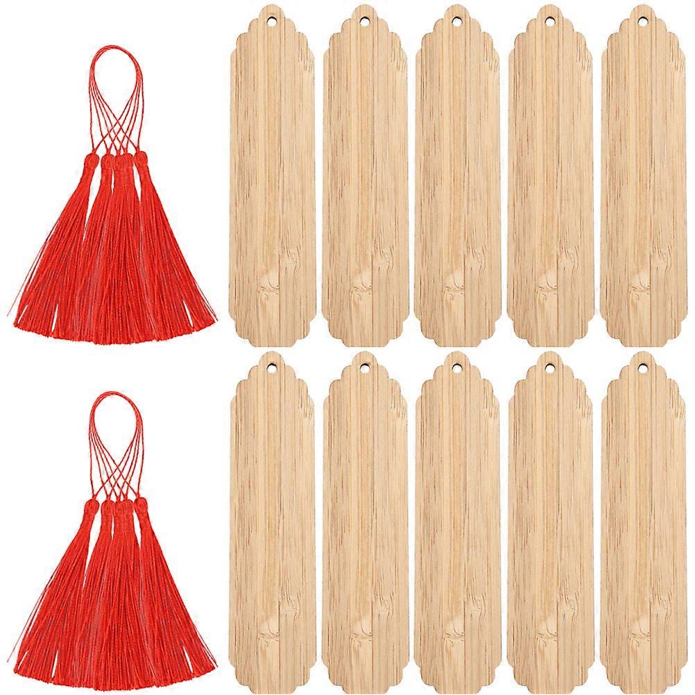 DIY Wooden Bookmarks for Carving 10Sets of Blank Page Markers with Tassels
