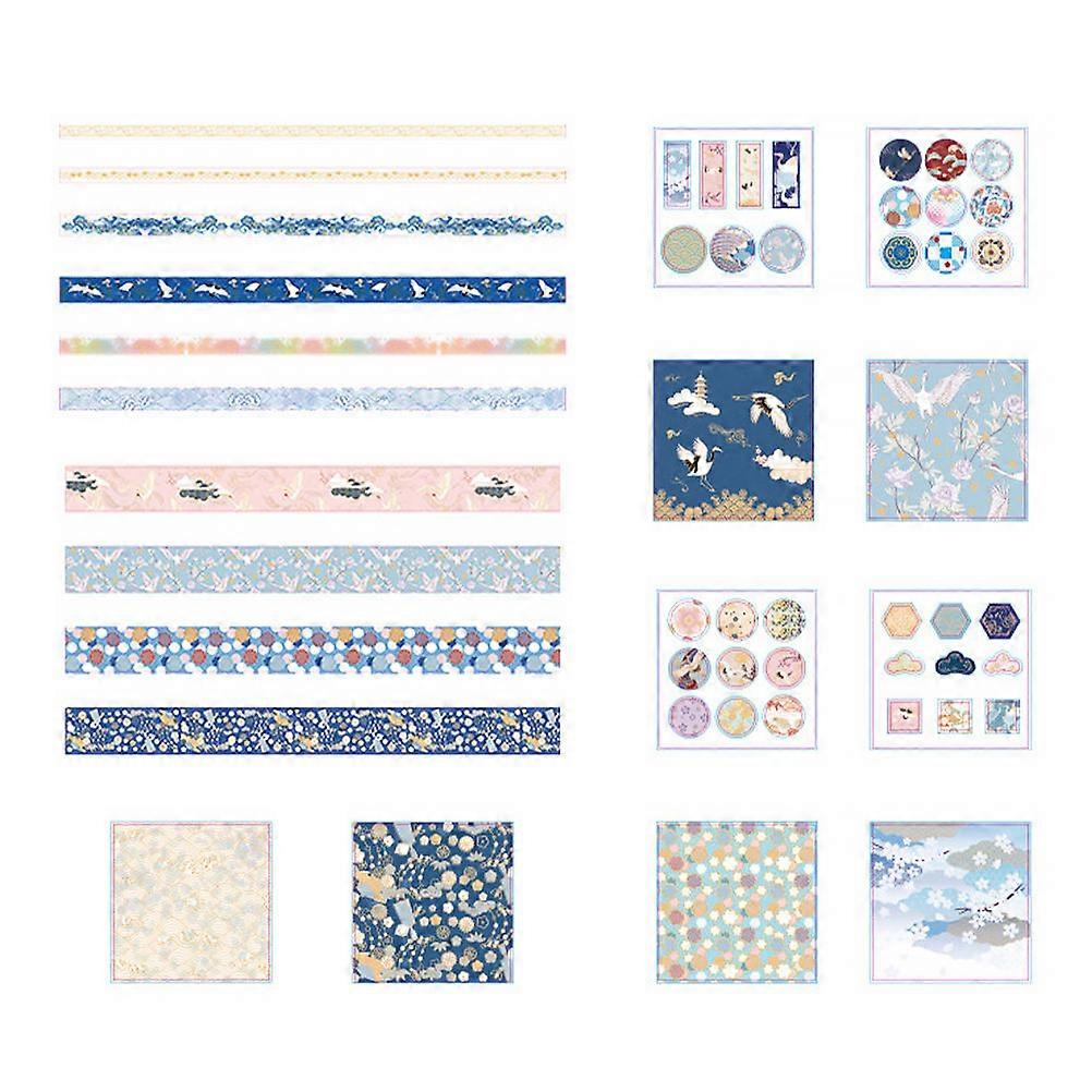 Adhesive Tape Crane Stickers for Scrapbook 1Set Gold Blocking Paper Tape