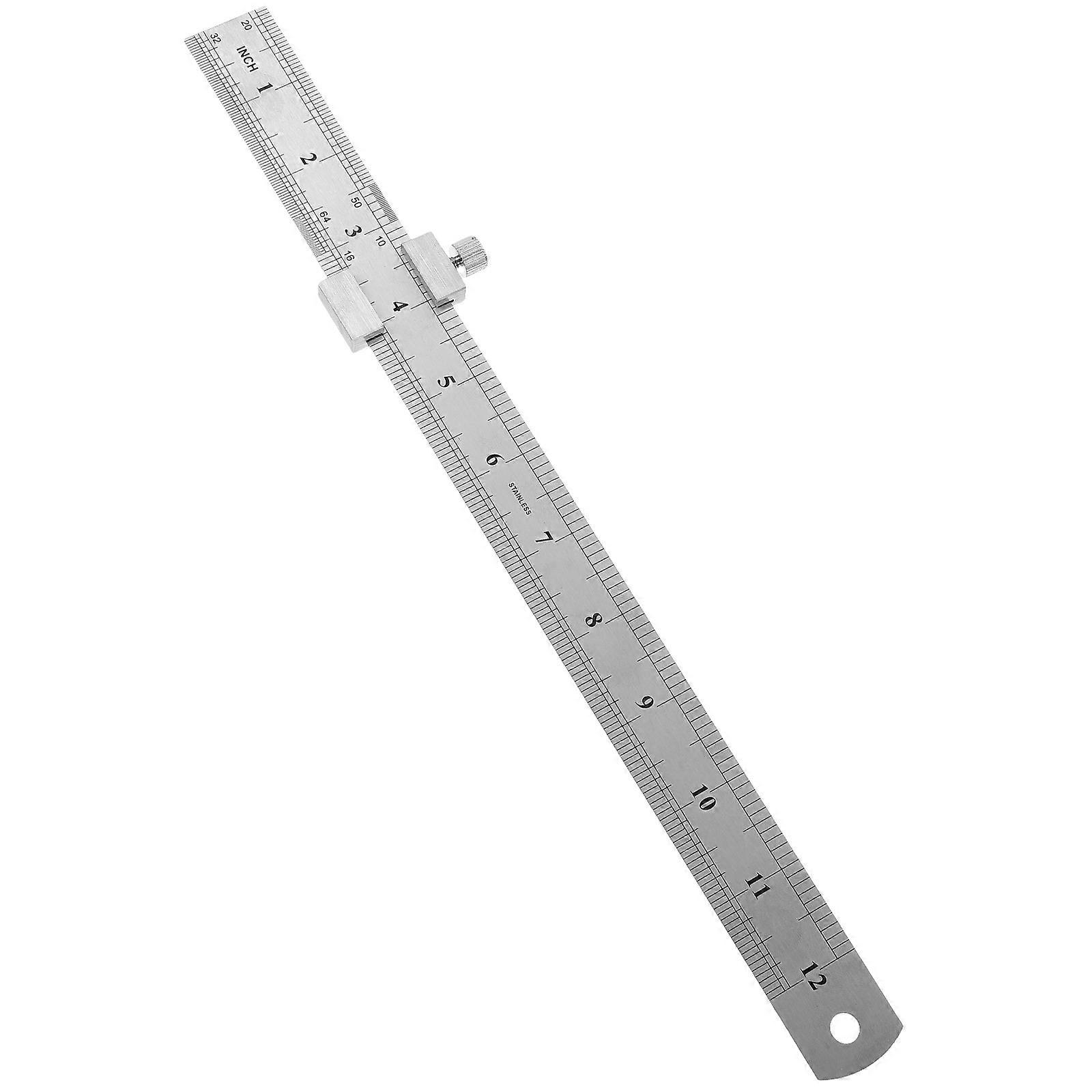 Measurement Tool Stainless Steel Ruler with Positioning Limit Block 2Sets for Office